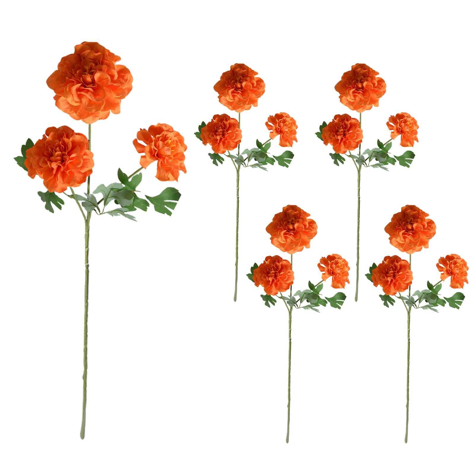 Zusammengeklappt Nur 40 Cm Lang. 【orange】set Mit 5 Künstlichen Geranien (3 Köpfe) Zur Dekoration Des Wohnzimmertisches.