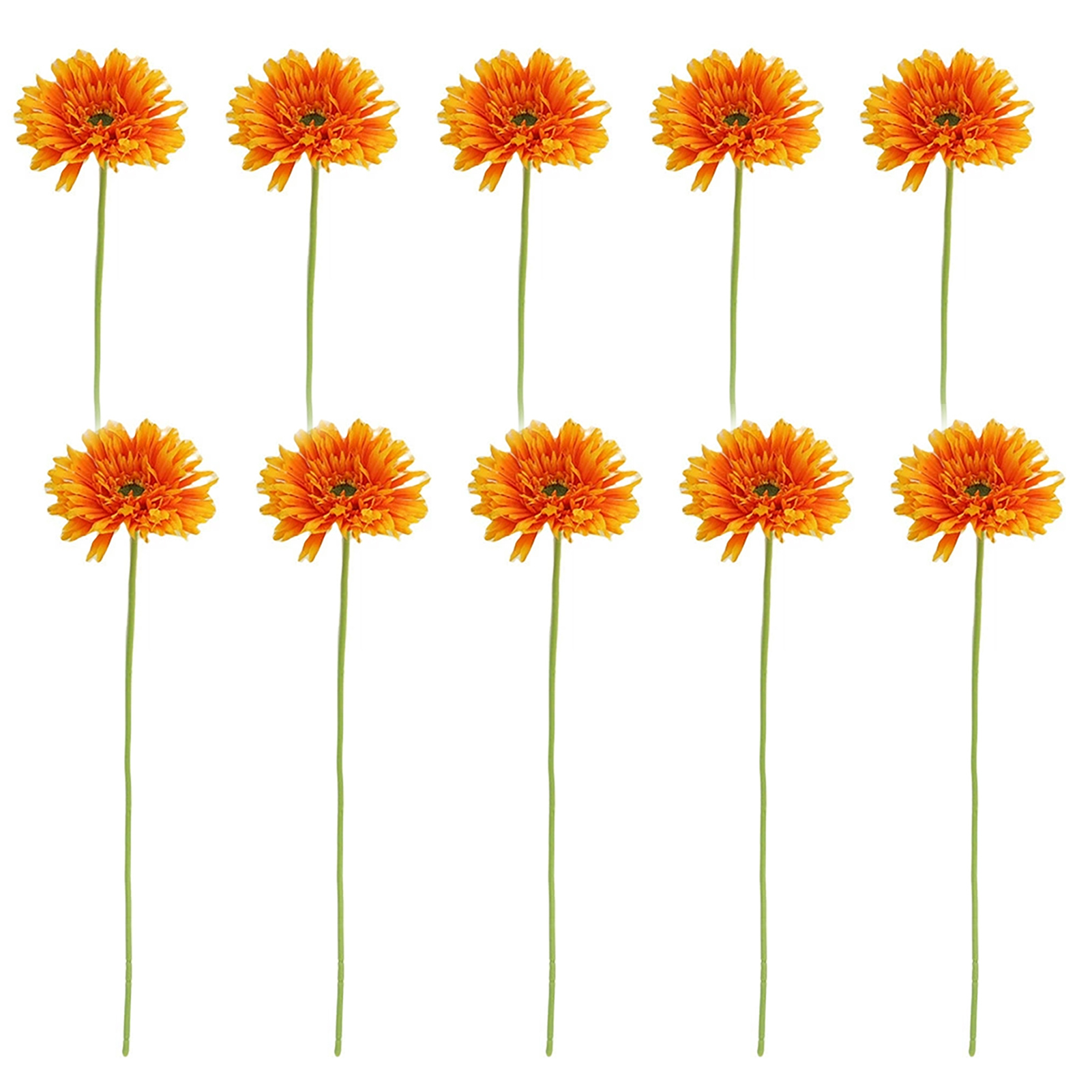 [orange] 10 Frische Und Schlichte Künstliche Gerbera Mit Gebürstetem Stiel, Moderne Und Minimalistische Inneneinrichtung.