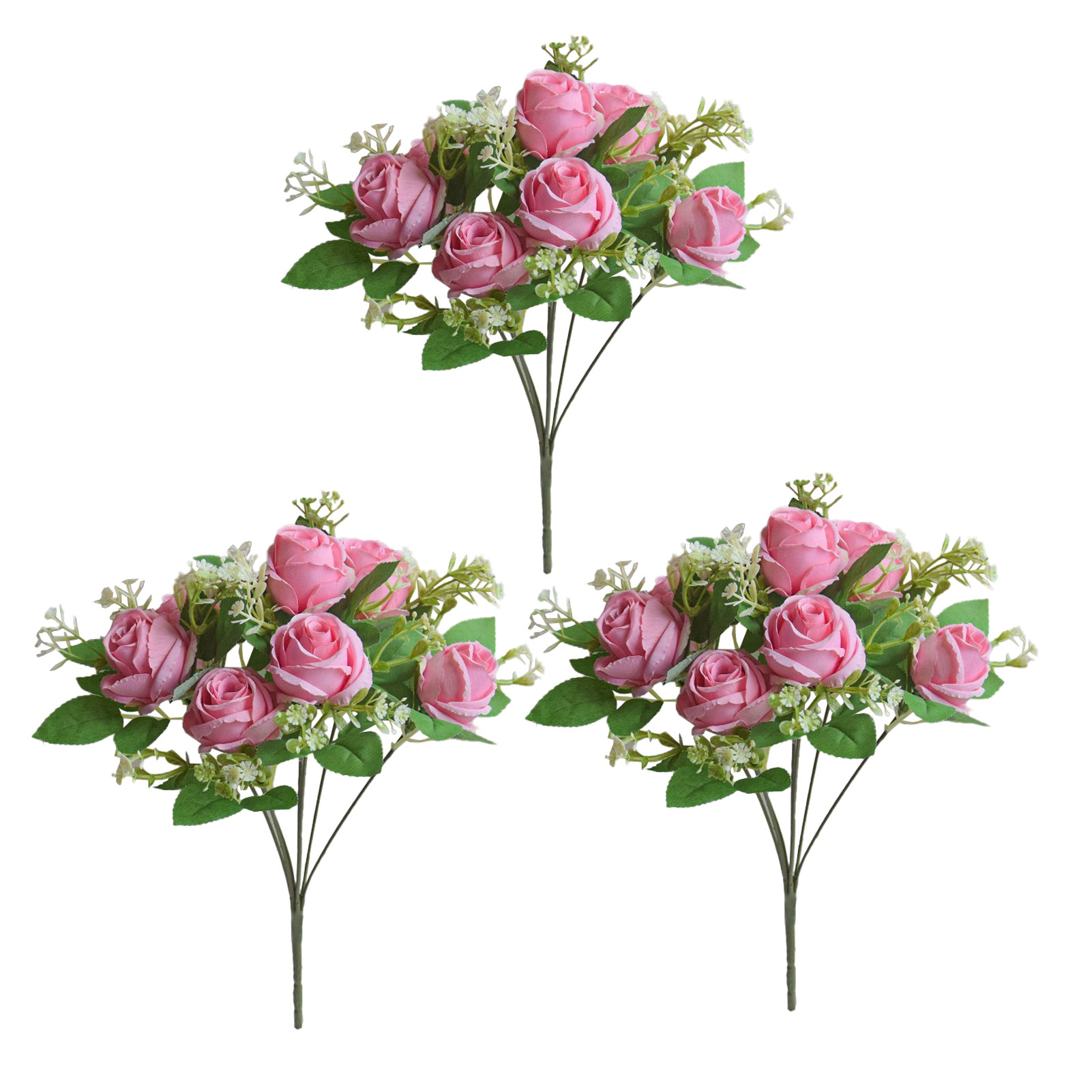 (7-köpfige Rose, 33 Cm) Strauß Aus 3 Künstlichen Rosen Mit Je 7 Köpfen Für Hochzeitsdekoration, Künstliche Blumen Für Fotografie, Accessoires, Kunstblumen (3 Stiele Pro Beutel)