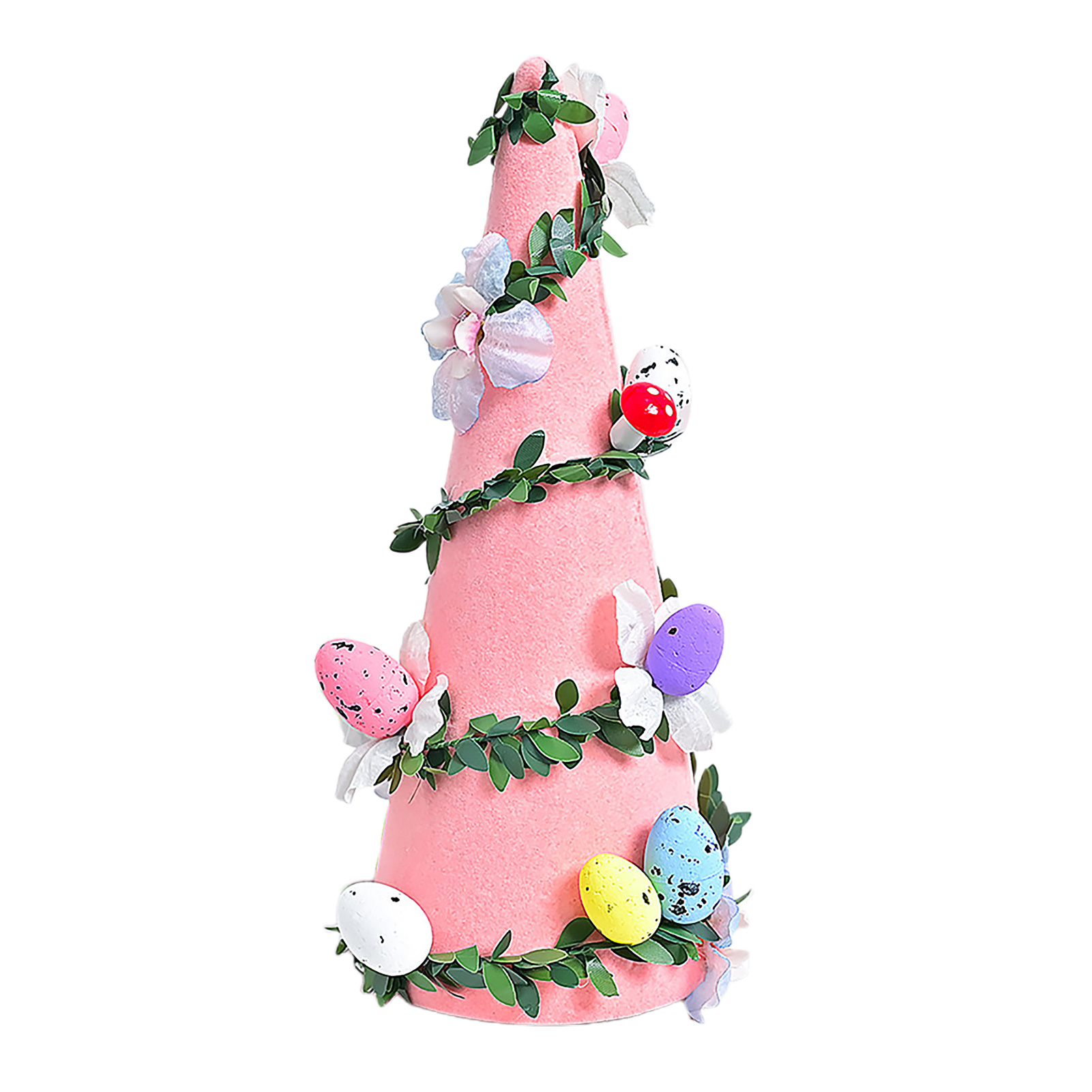 Beflockte, Kegelförmige Osterdekoration, Baumspitze, Osterei, Künstliche Blume Für Zuhause (ej0089f-rosa (zubehörfarbe Zufällig Ausgewählt))