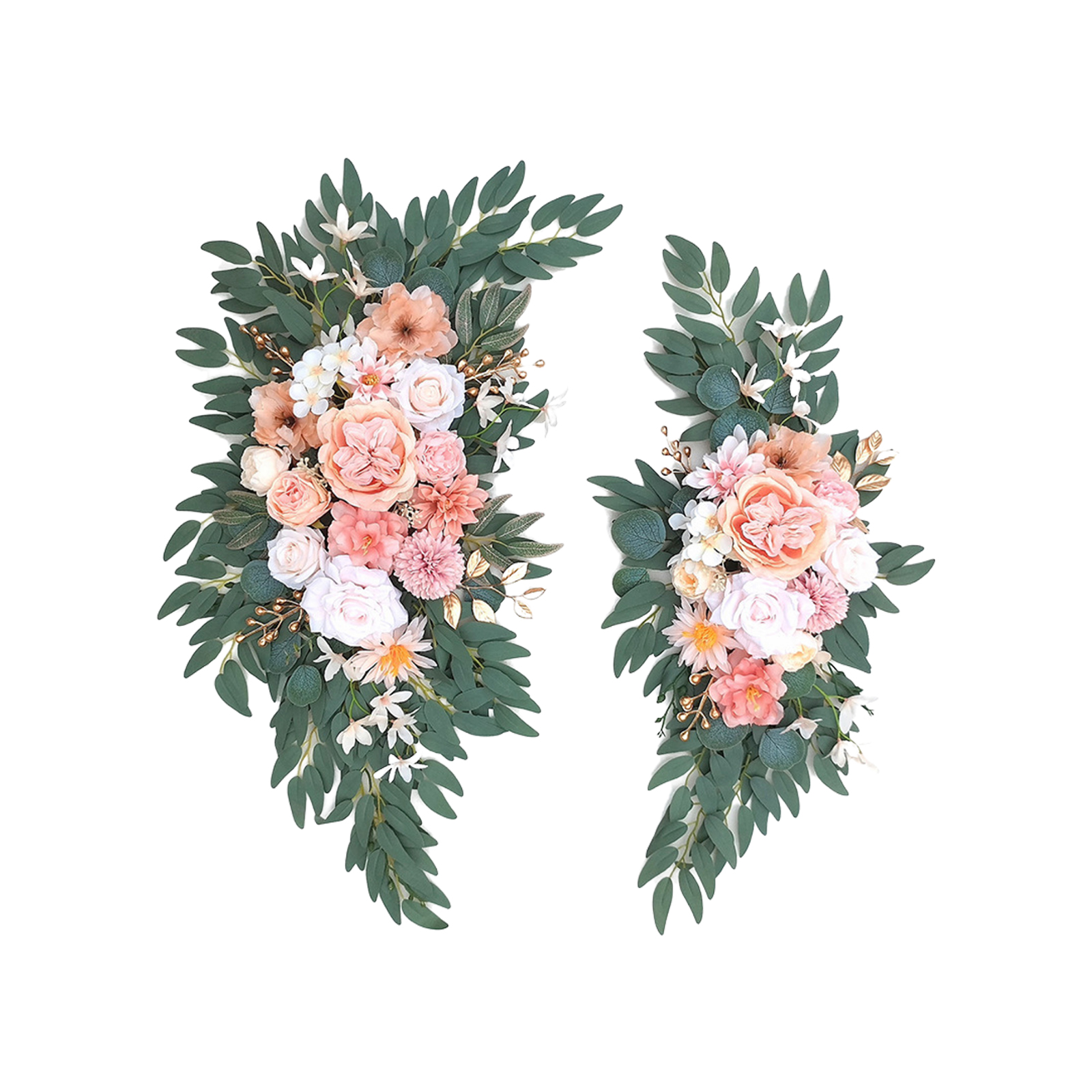 Set Aus 2 Künstlichen Rosa Blumengirlanden Für Hochzeitsbögen, Begrüßung Und Zeremoniendekoration.