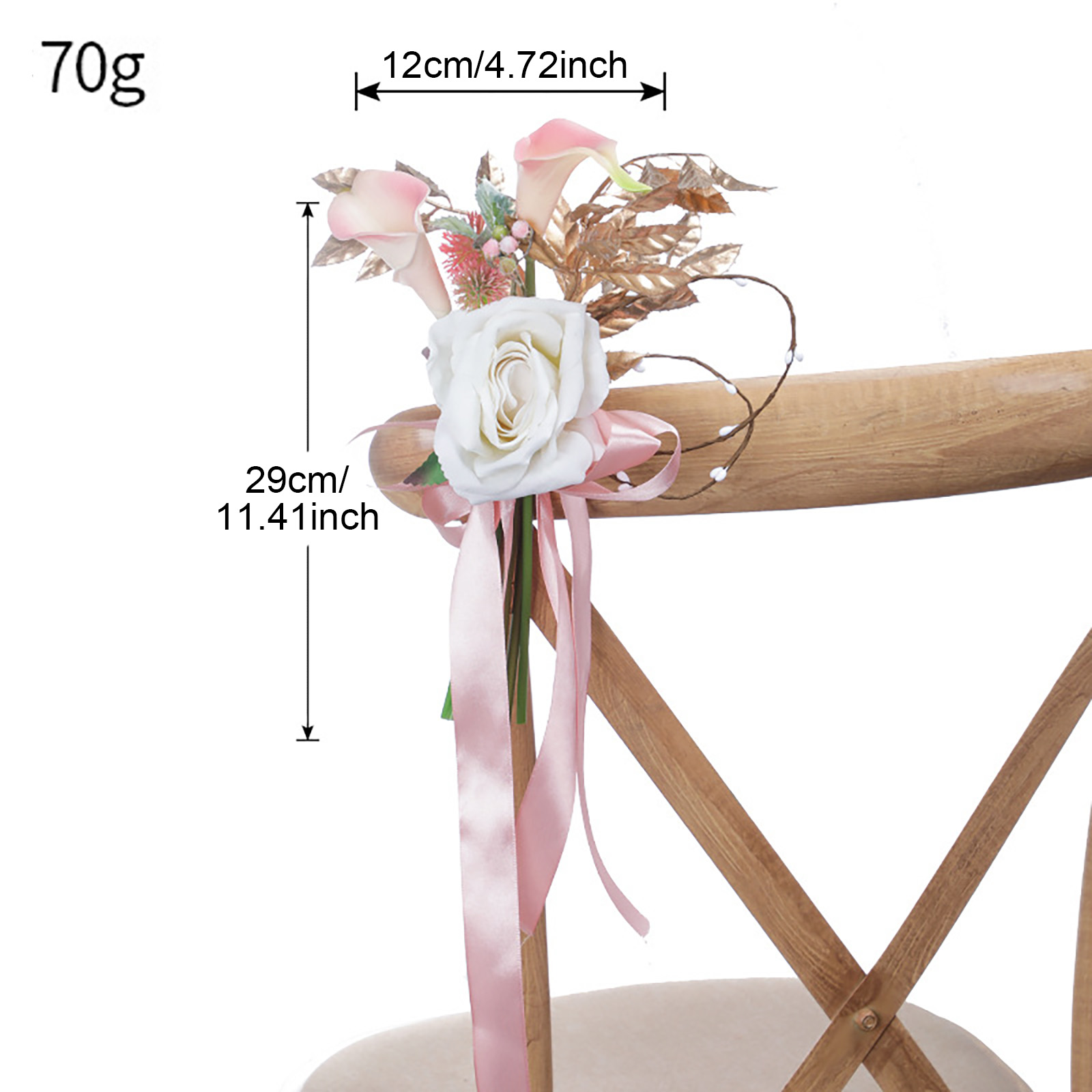 Blumenschmuck Für Den Traugang, Künstliche Blumen Mit Hängenden Bändern, Romantischer Stuhlschmuck Für Trauung Und Empfang, Rose