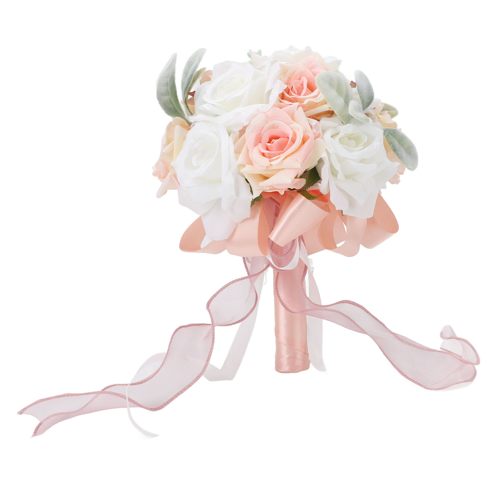 Brautsträuße Mit Zartem Band, Künstliche Rosa Blüten Zur Dekoration Der Hochzeitsfeier.