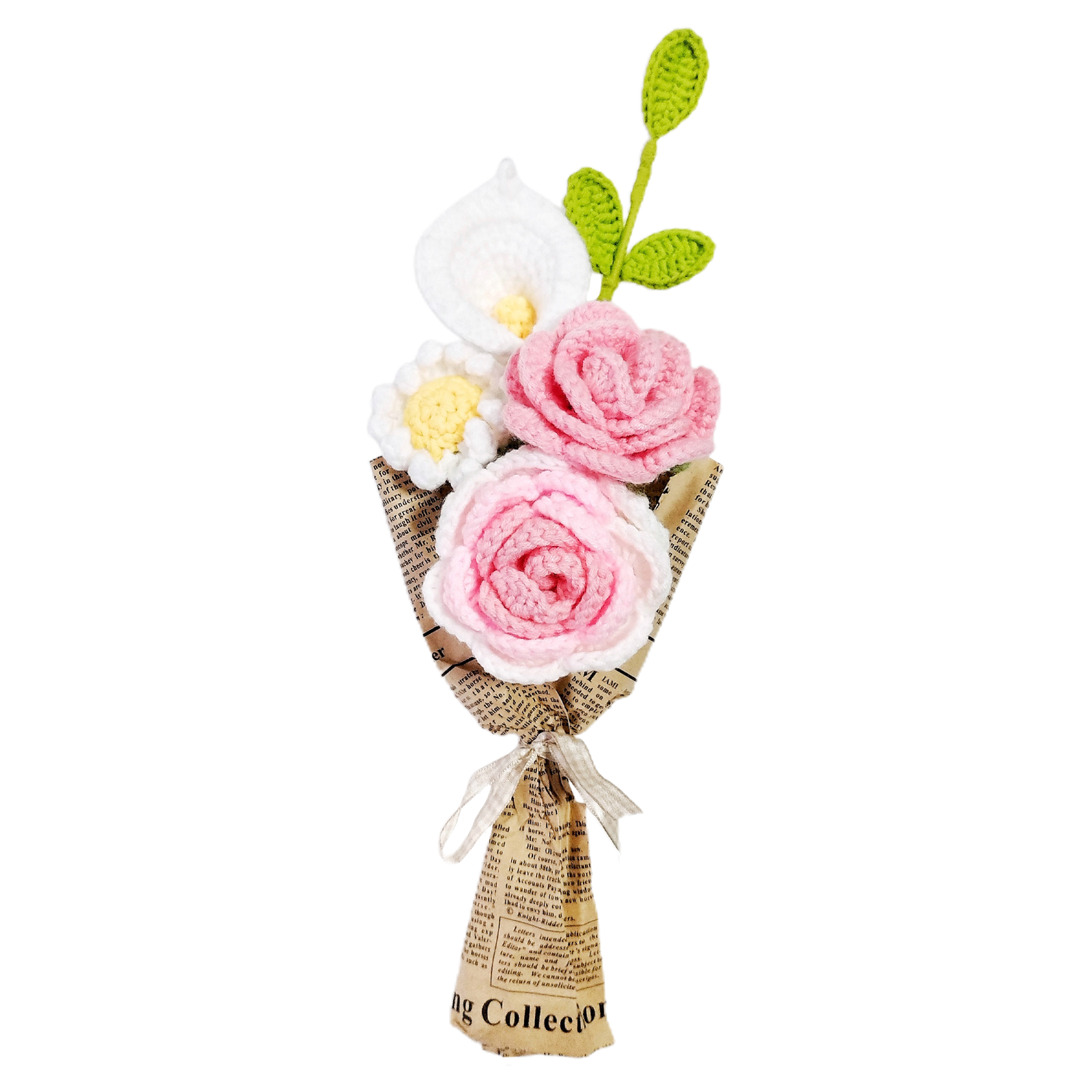 Handgefertigter, Gestrickter Blumenstrauß In Rosa Für Hochzeits- Und Heimdekoration