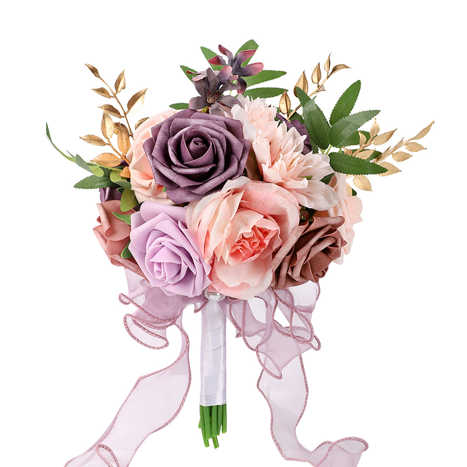 Handgefertigter Hochzeitsrosenstrauß Für Braut Und Brautjungfer, Blumen Für Festdekoration, Rosa Und Lila