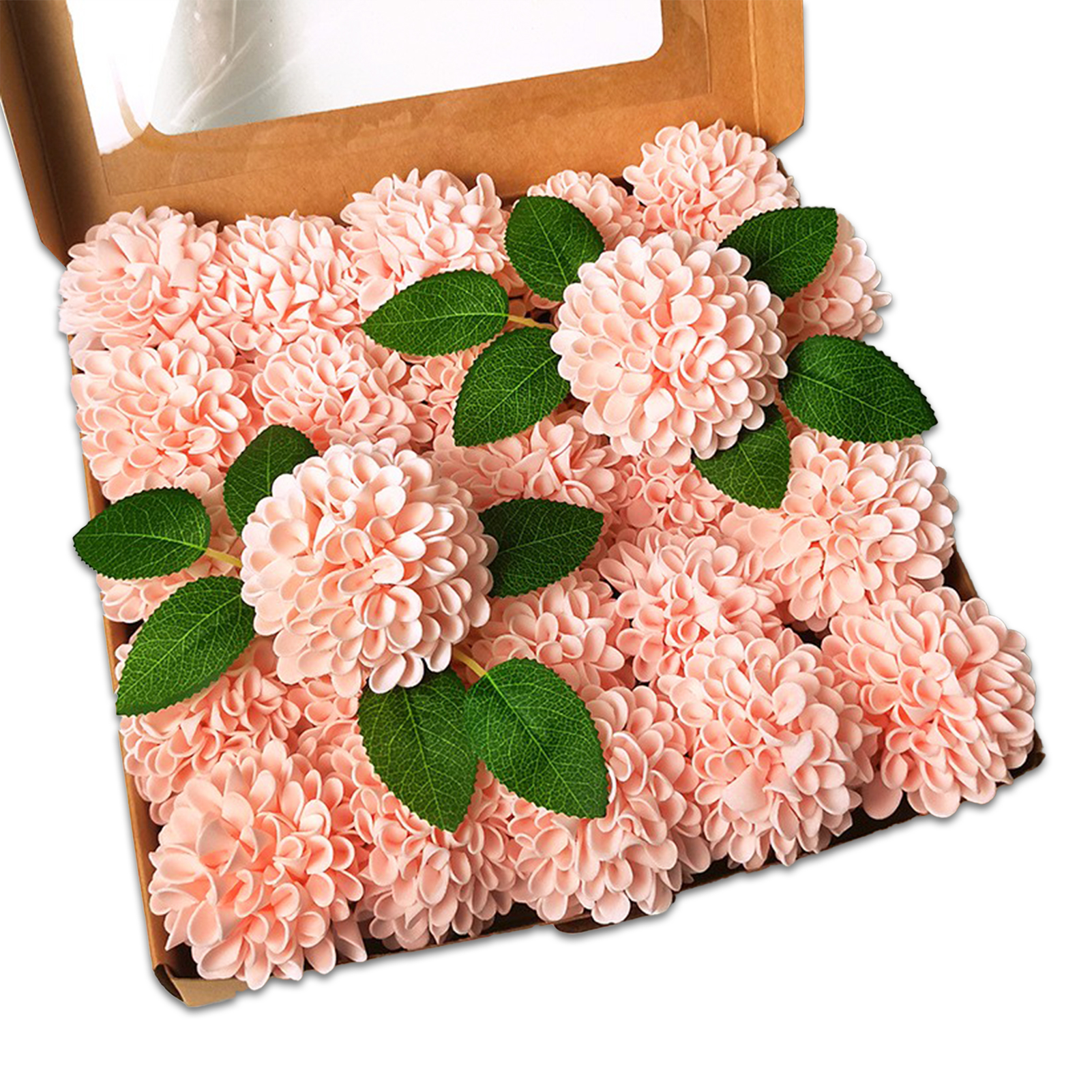 Schachtel Mit Künstlichen Rosa Blumen (25 Nadelkissen) Für Hochzeitsdekoration