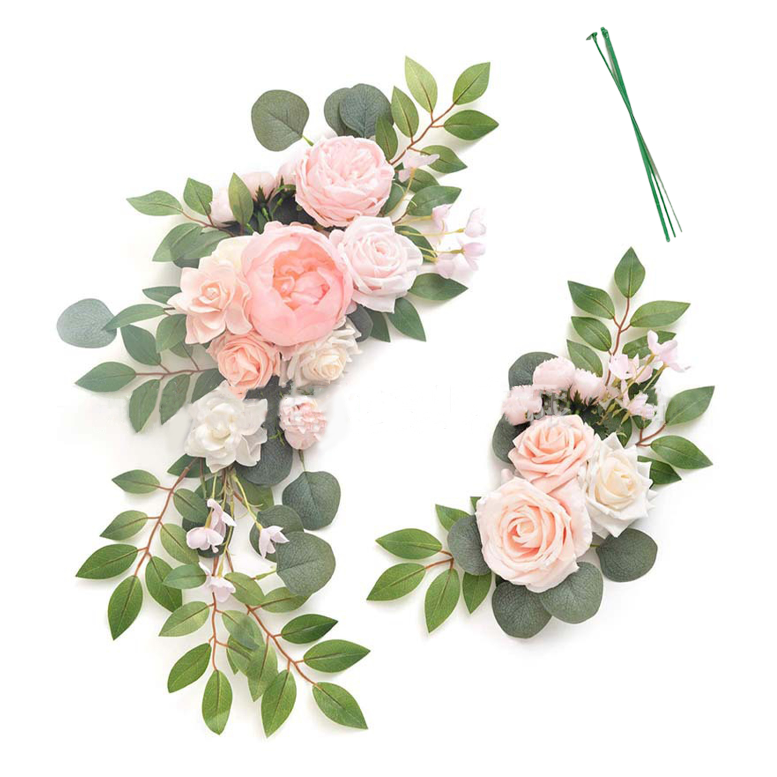 2 Girlanden Aus Künstlichen Rosa Blumen Für Den Begrüßungsbogen Bei Der Hochzeit, Die Blumendekoration Und Die Kulisse Für Den Empfang.