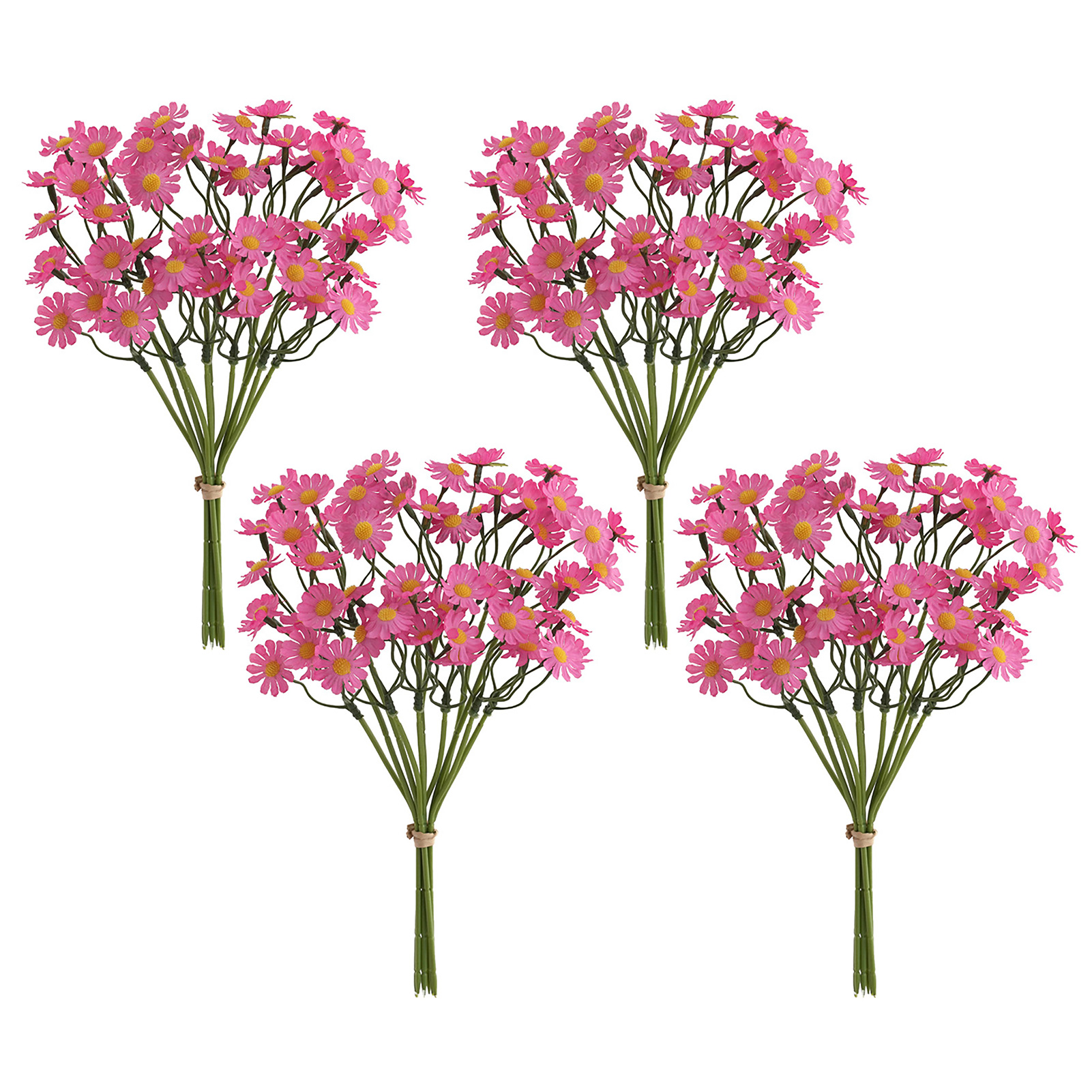 Set Mit 4 Künstlichen Gänseblümchen, Künstlichen Wildblumen Mit Stielen, Zur Dekoration Von Haus Und Garten, Rote Rose.
