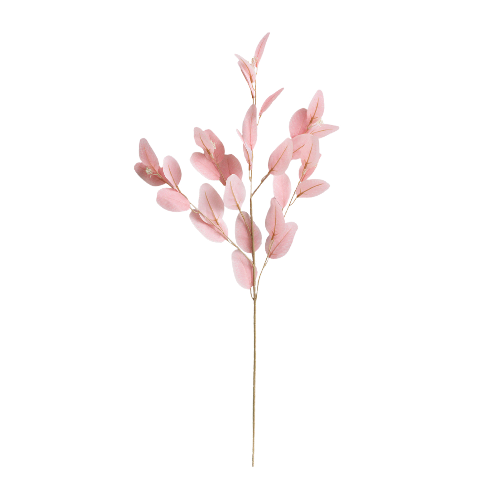 (gefaltet) Künstliches 5-zackiges Eukalyptusblatt - Rosa Kirschblüte, Gesamtlänge 93 Cm, Blütenteil 56 Cm, Insgesamt 32 Blätter, Mit Seide/kunststoff Ummantelter Draht.