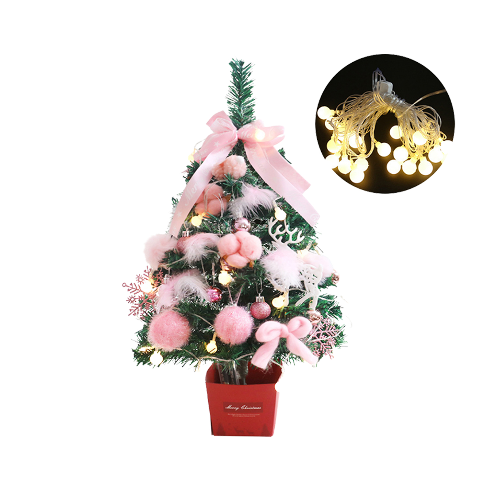 Künstlicher Mini-tischweihnachtsbaum, 60 Cm, Mit Warmem Licht, Für Hochzeiten, Jubiläen Und Partys
