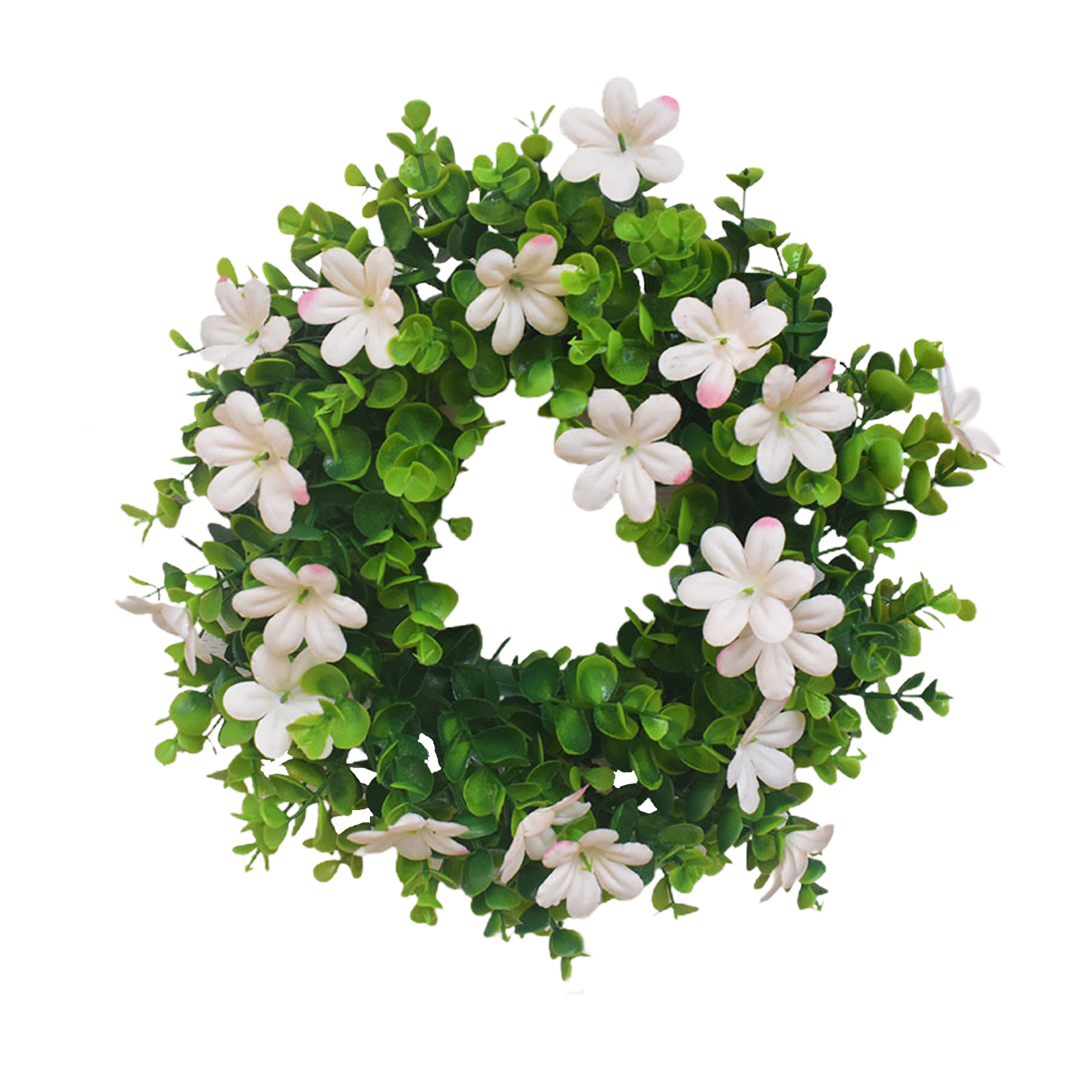 Miniatur-eukalyptuskranz, Künstlicher Frühlingskranz, Eukalyptusblattkranz, Künstlicher Blumenkranz, Kleiner Eukalyptus-frühlingskranz (rosa), Außendurchmesser Ca. 30 Cm. Material: Kunststoffring + Ku