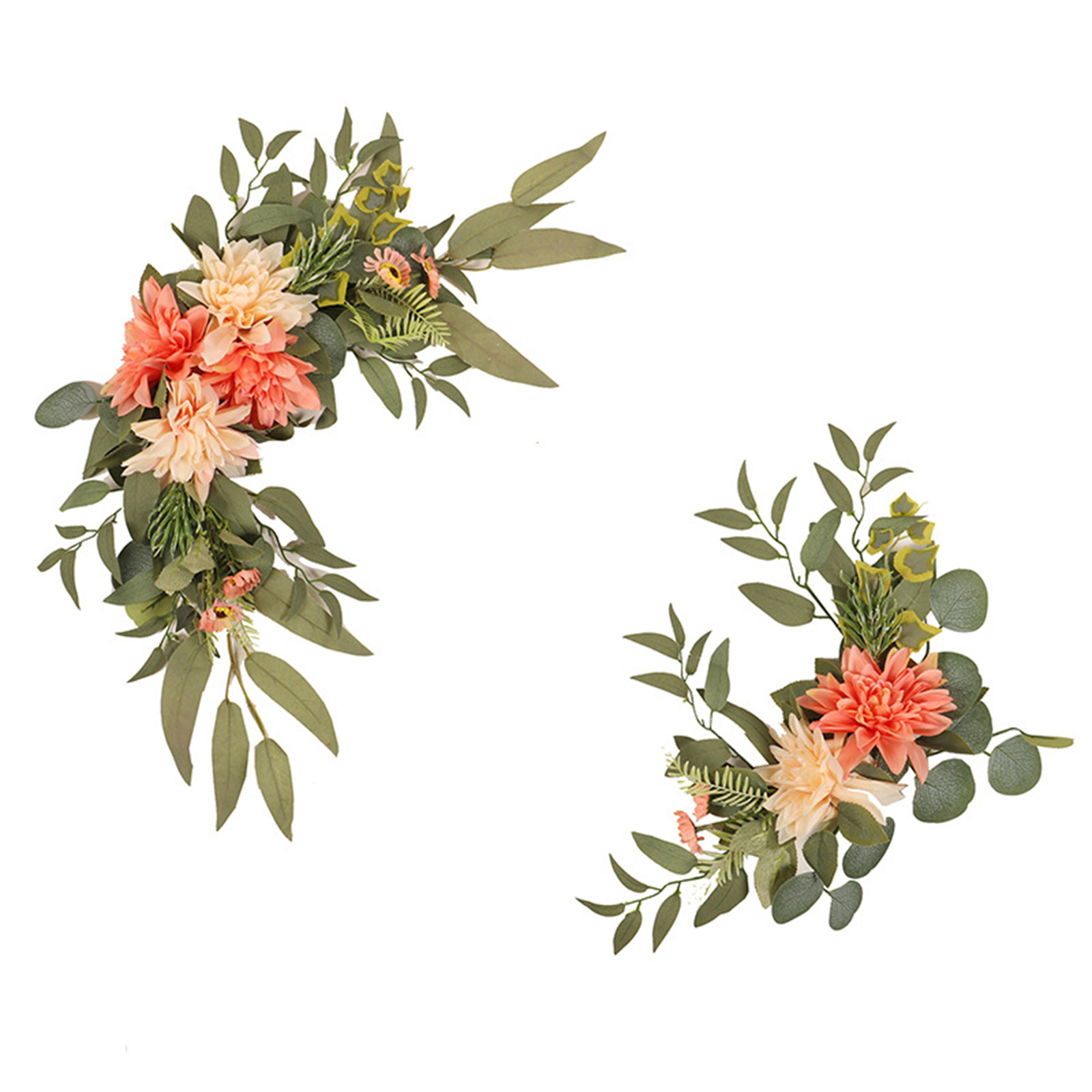 Set Aus Zwei Hochzeitsblumen Zur Begrüßung - Hängende Blumendekoration (künstliche Dahlien Zum Aufhängen An Der Tür) (große Größe 60 Cm / Kleine Größe 45 Cm)