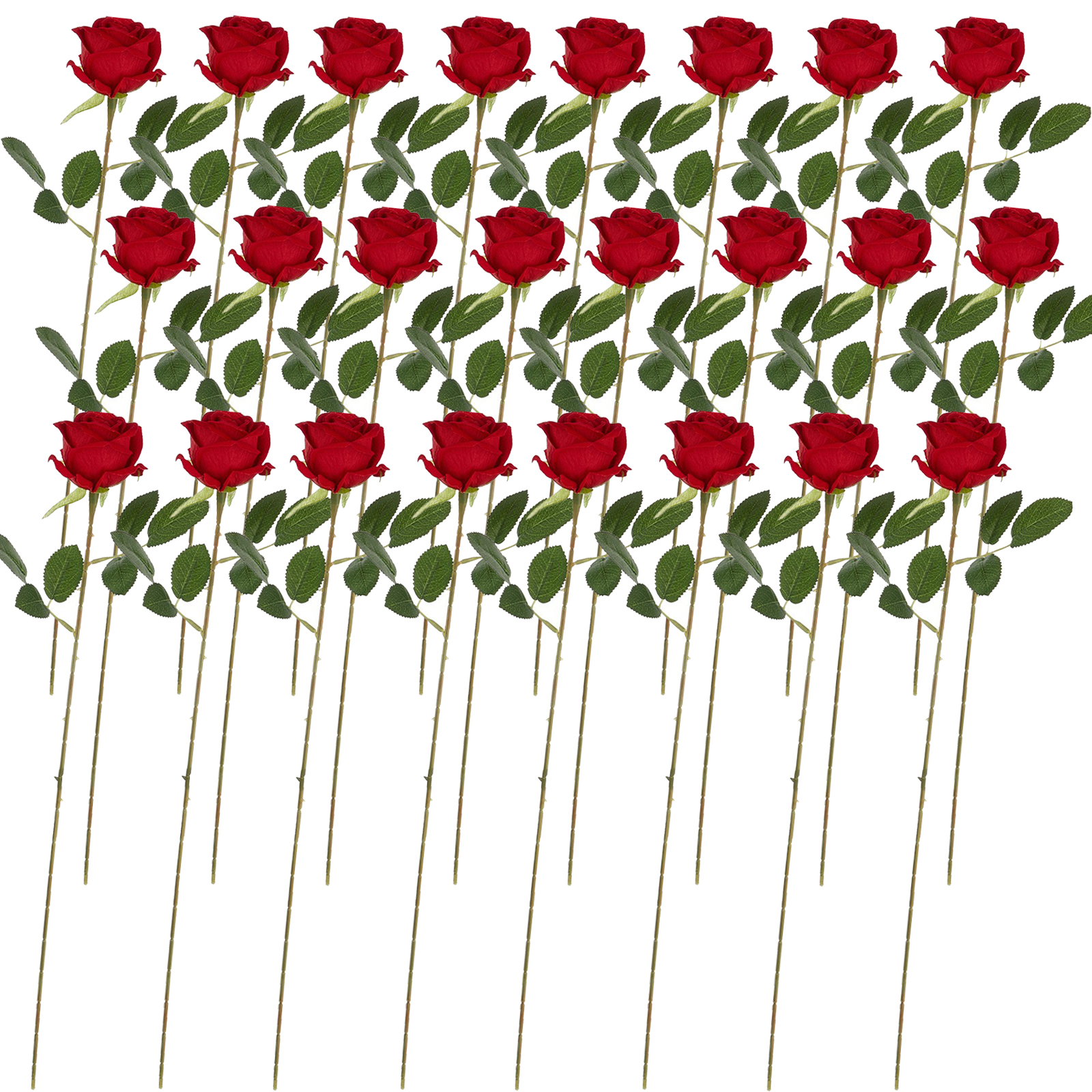 (24 Gebogene Rosen Pro Beutel) (rot Beflockt) Künstliche Samtrosen Für Hochzeitsdekoration, Heimdekoration Und Blumenarrangements.