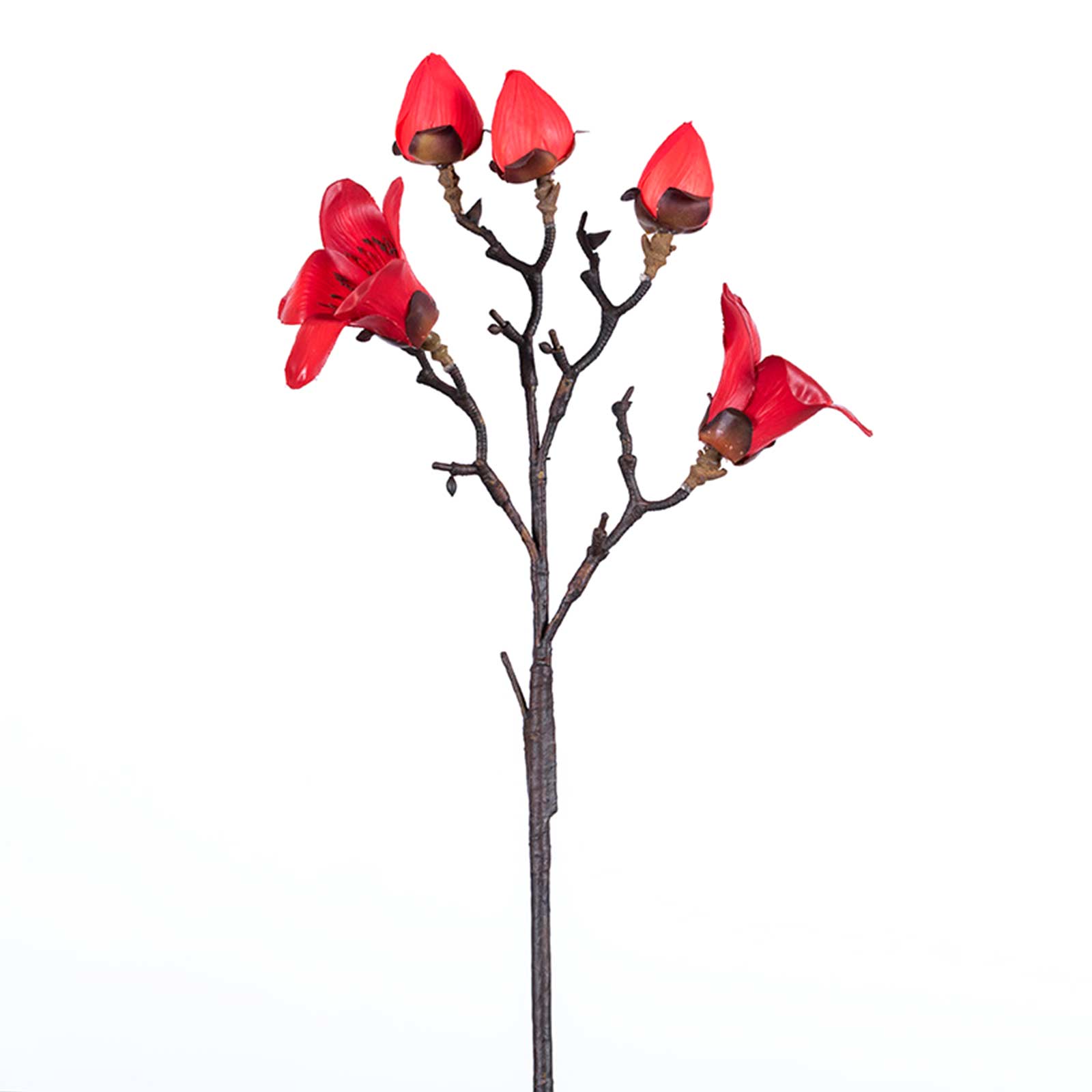 (3 Stück Pro Packung) (rot, 2 Blüten Und 3 Knospen) Künstliche Kapokblüten, Heimdekoration, Blumenschmuck Für Hochzeiten