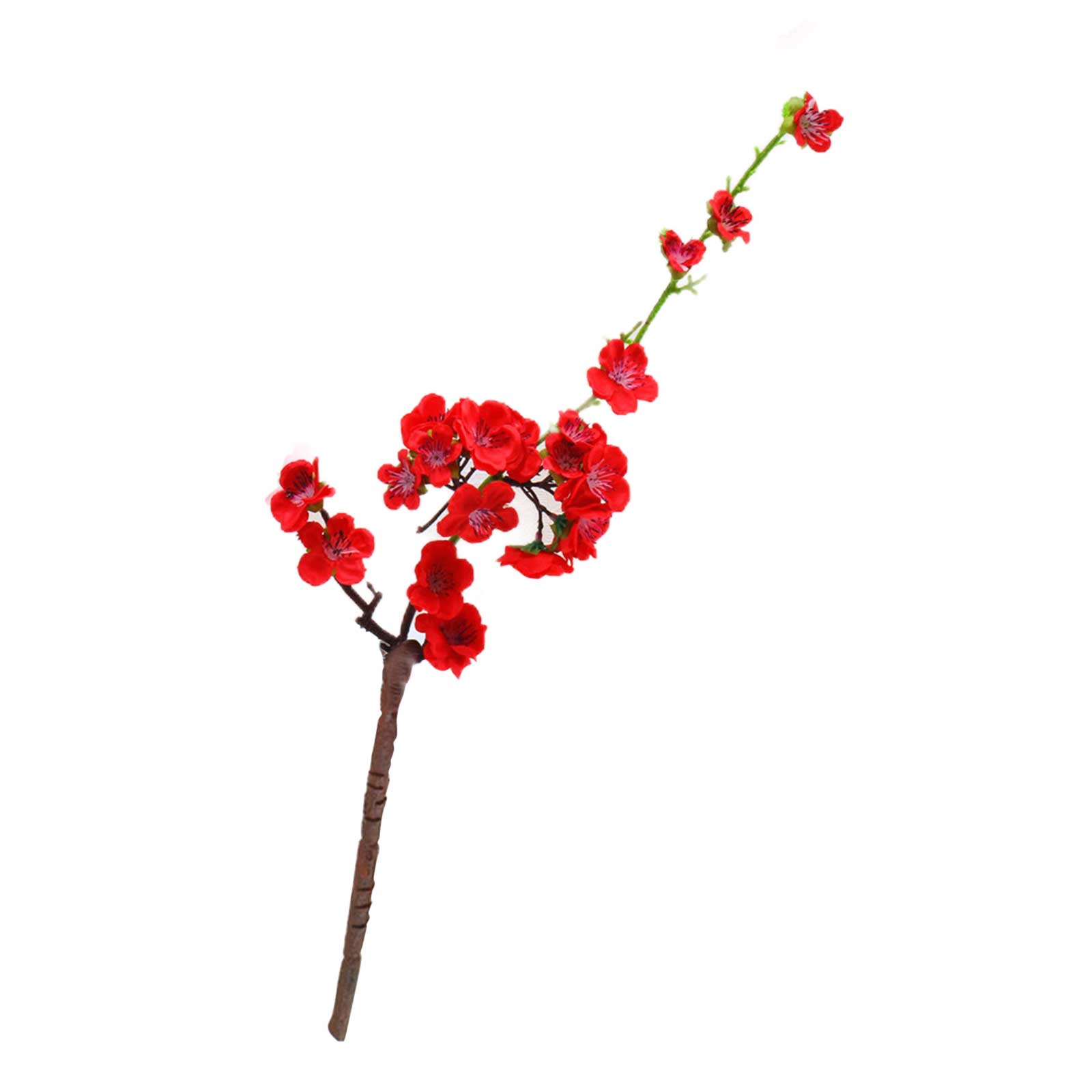 (5 Stück Pro Packung) (rot, Gesamthöhe Der Zweige Ca. 56 Cm, Stielhöhe Ca. 20 Cm, Draht Enthalten) Kleine Künstliche Pflaumenblüte Mit Einem Zweig, Winterpflaumenblüte, Künstliche Blume Für Hochzeiten