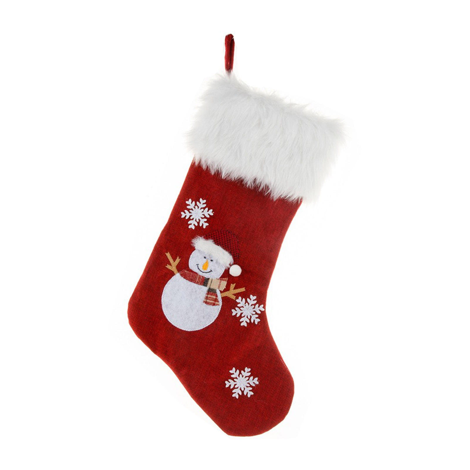 (schneemann-design) 1 Weihnachtslichterkette, Roter Bestickter Leinen-weihnachtsstrumpf, Geschenktüte (nach 50% Rabatt)