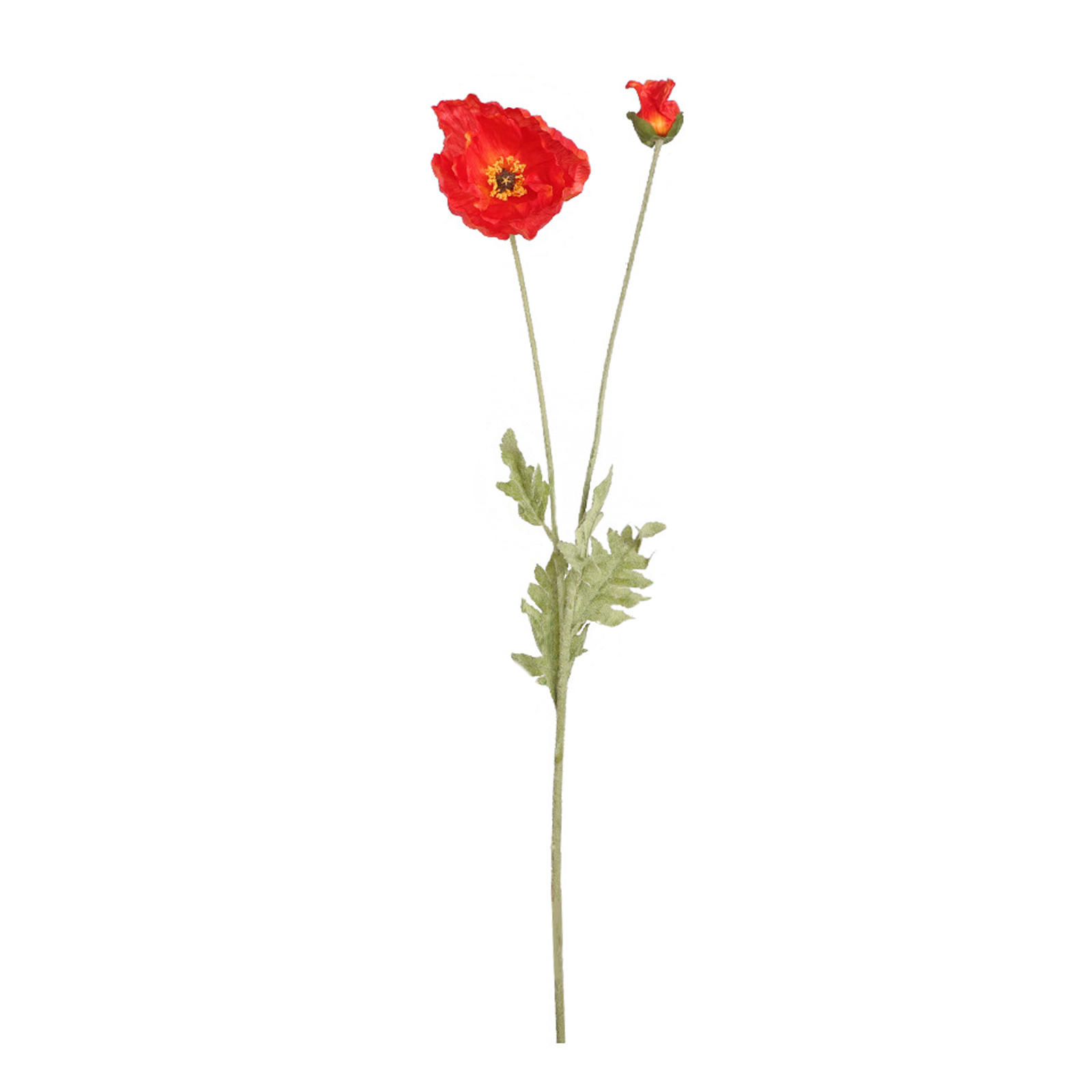 (lässt Sich Auf Weniger Als 40 Cm Zusammenfalten) Langstielige, Rote, Behaarte Mohnblume / Seidenstoff, Draht / Gesamtlänge 108 / (4072, 110)