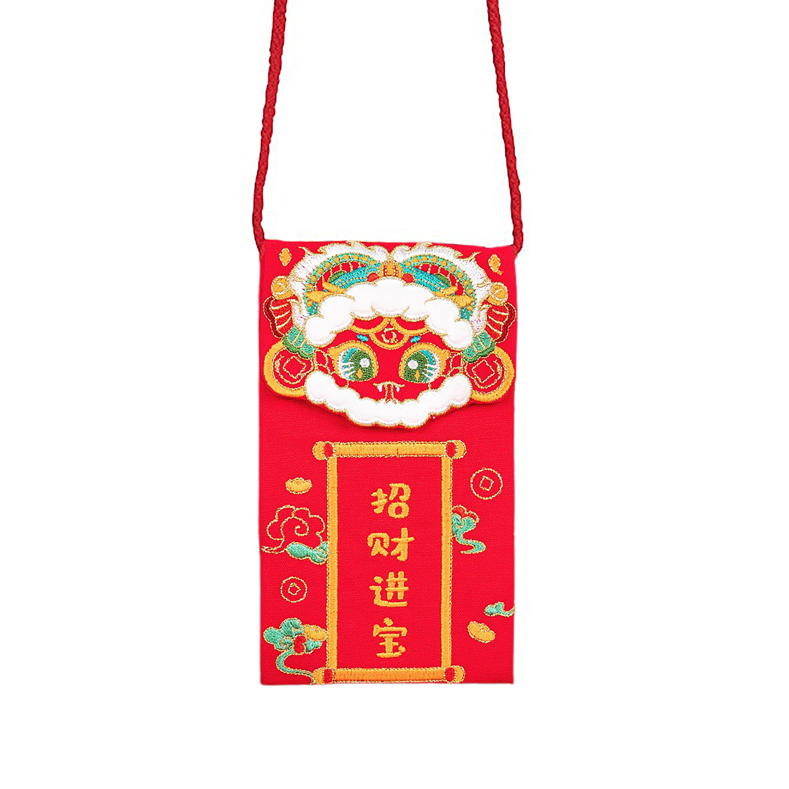 Bestickter Roter Umschlag Mit Cartoon-muster, Jahr Der Schlange, Traditioneller Stoff, Bestickte Glücksgeldtasche Typ 2