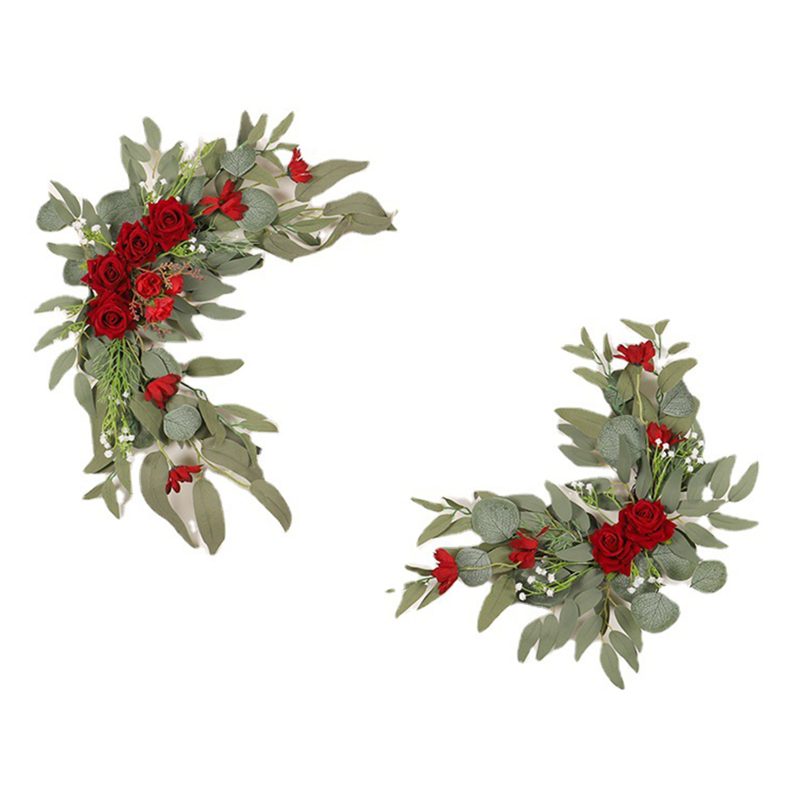 Set Mit 2 Vielseitigen Künstlichen Blumen Für Hochzeitsdekoration, Willkommensschilder, Blumengirlanden, Rote Rose