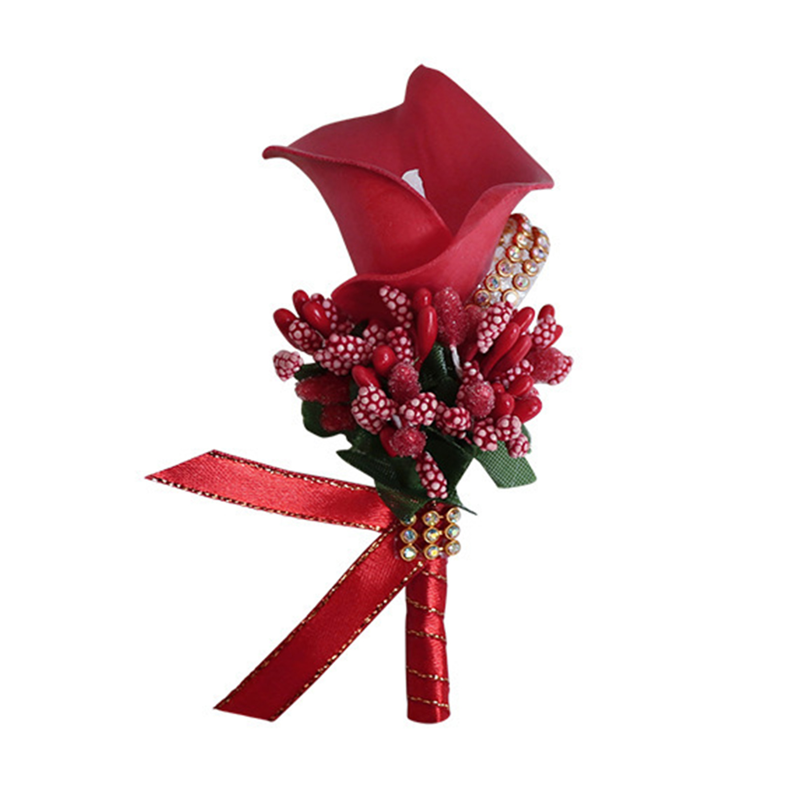 Realistische Künstliche Calla-boutonniere Mit Calla-blumen Für Bräutigam, Braut, Hochzeitsgesellschaft, Rot