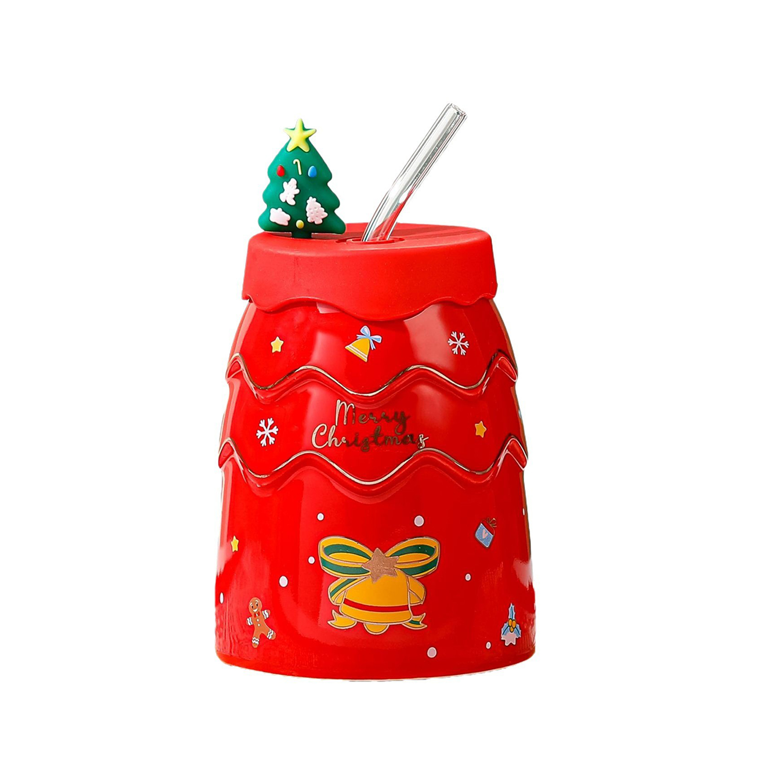 Roter, Weihnachtsbaumförmiger Kaffeebecher, Multifunktionaler Keramikbecher In Weihnachtsbaumform Für Küche Und Büro