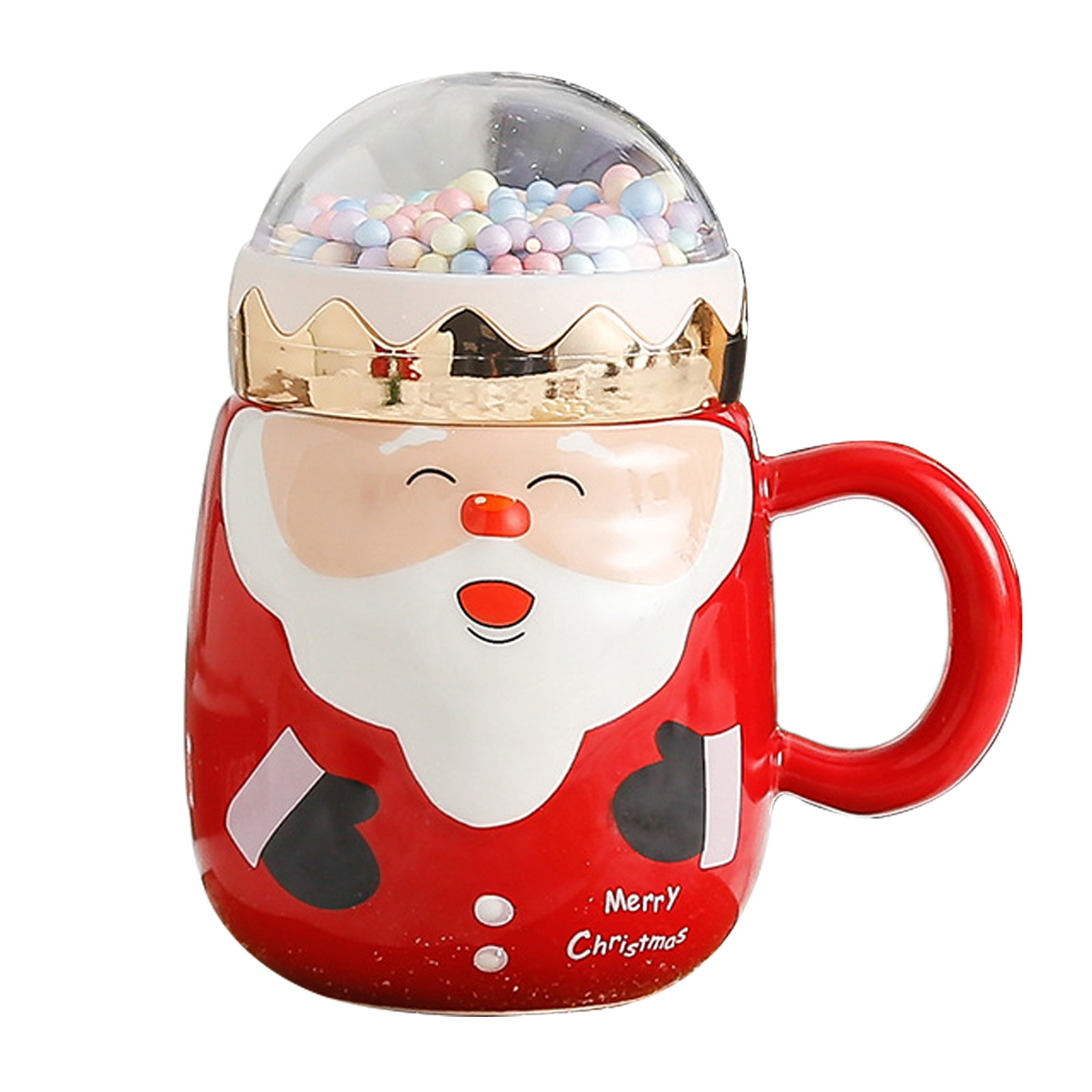 Keramikbecher (weihnachtsmann Mit Zusammengekniffenen Augen), Weihnachtsgeschenk (10,7 X 6,6 Cm). Material: Keramik.