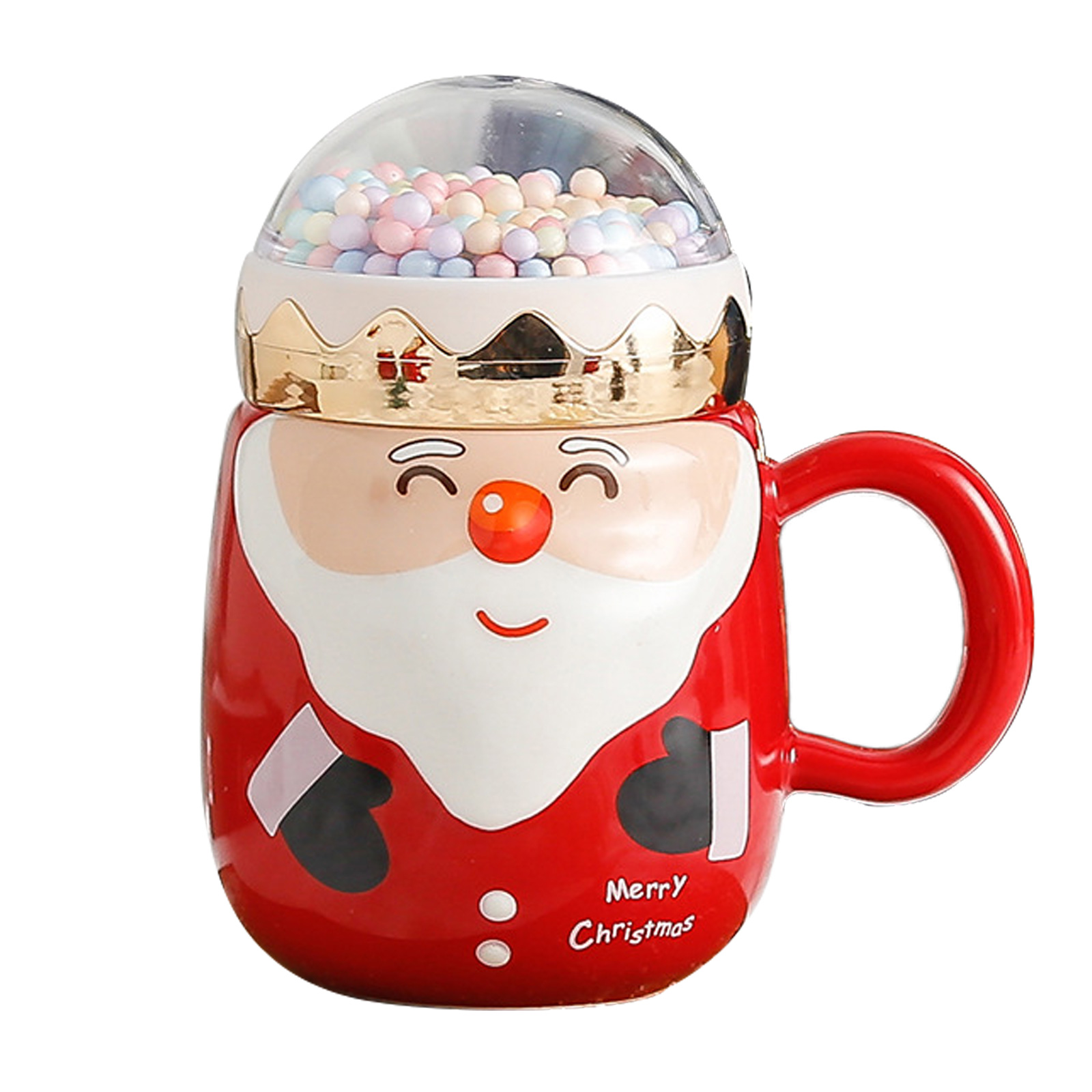 Keramikbecher (lächelnder Weihnachtsmann), Cartoon-design, Weihnachtsgeschenk (10,7 X 6,6 Cm). Material: Keramik.