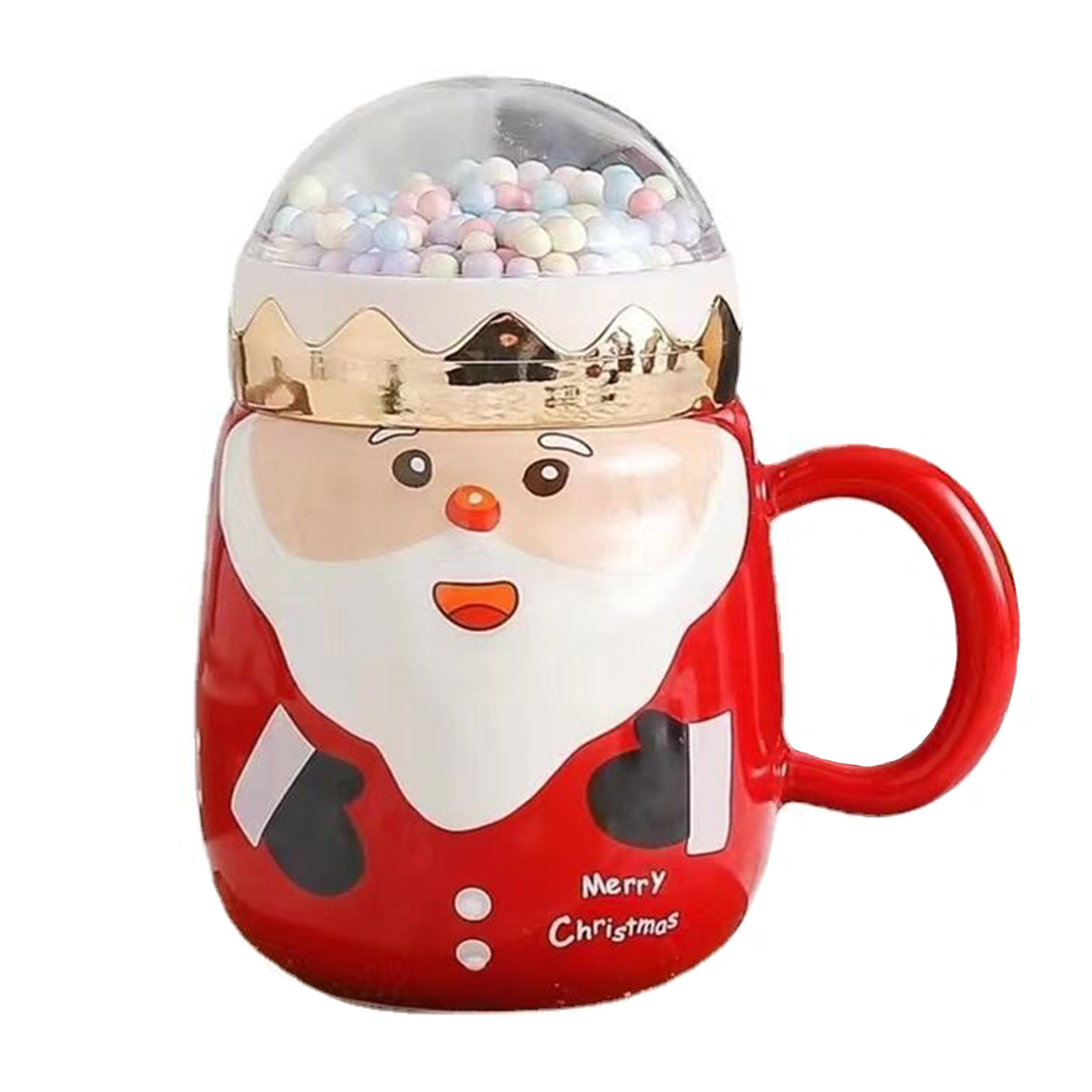 Keramikbecher Mit Weihnachtsmann-motiv (große Augen), Ideales Geschenk Für Die Feiertage (10,7 X 6,6 Cm). Material: Keramik.