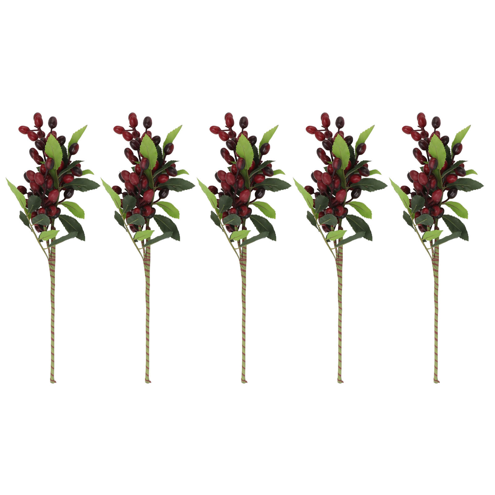 Set Mit 5 Künstlichen Roten Beeren Mit Dekorativen Stielen, Für Wohnzimmer Oder Büro.