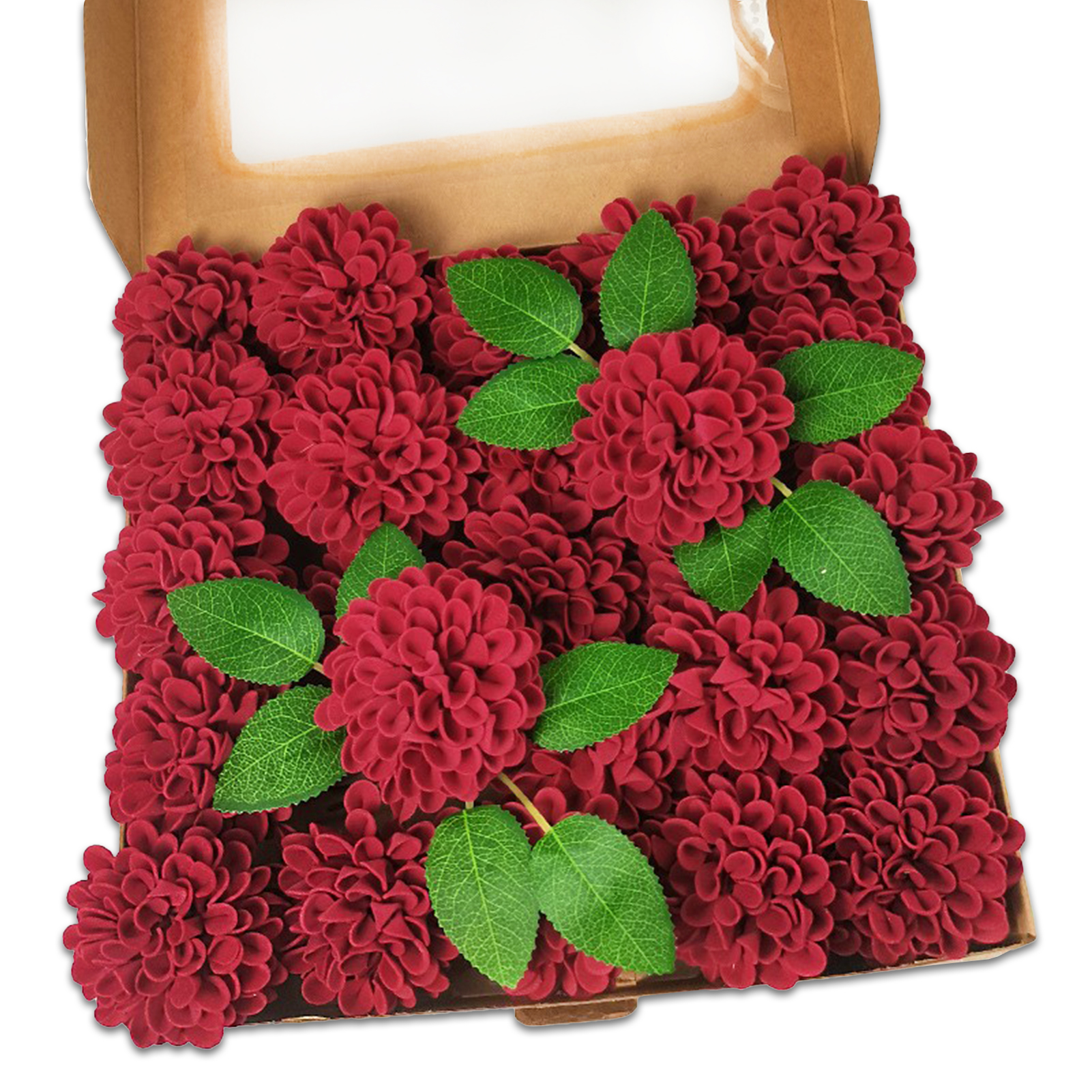 Weinroter Kunstblumenkasten, 25 Nadelkissen, Kunstblumensträuße Zur Hochzeitsdekoration