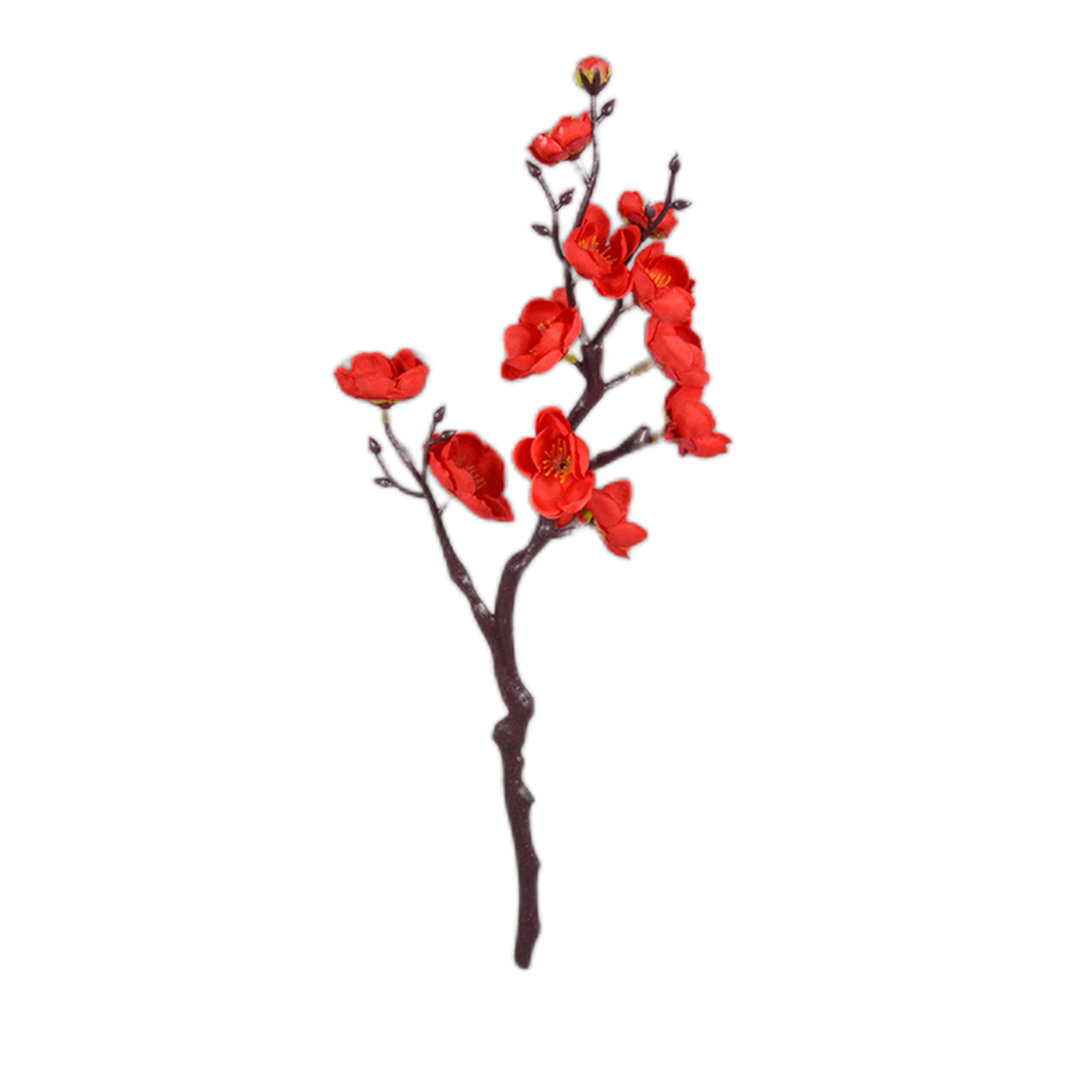 Künstliche Pflaumenblüte, Lebensecht Wirkender Seidenzweig Mit Pflaumenblüte Für Heim- Und Hochzeitsdekoration, Rot, Einzeln