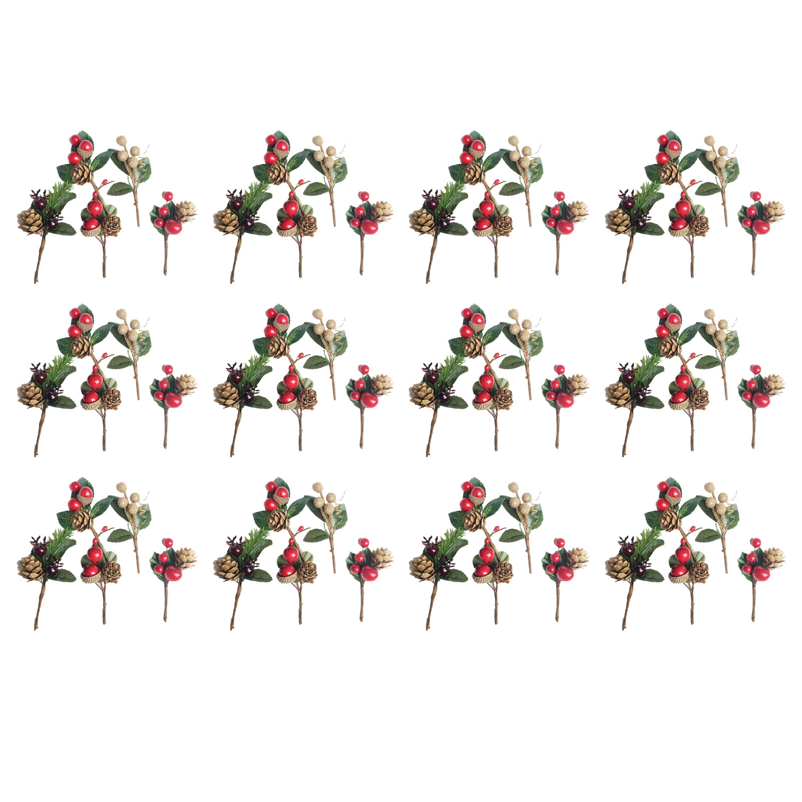 Künstliche Blumen, Rote Beeren Und Tannenzapfen Zum Verpacken Von Geschenken, Getrocknete Plastikblumen, Zubehör Für Hochzeits- Und Partydekorationen, 12er-set