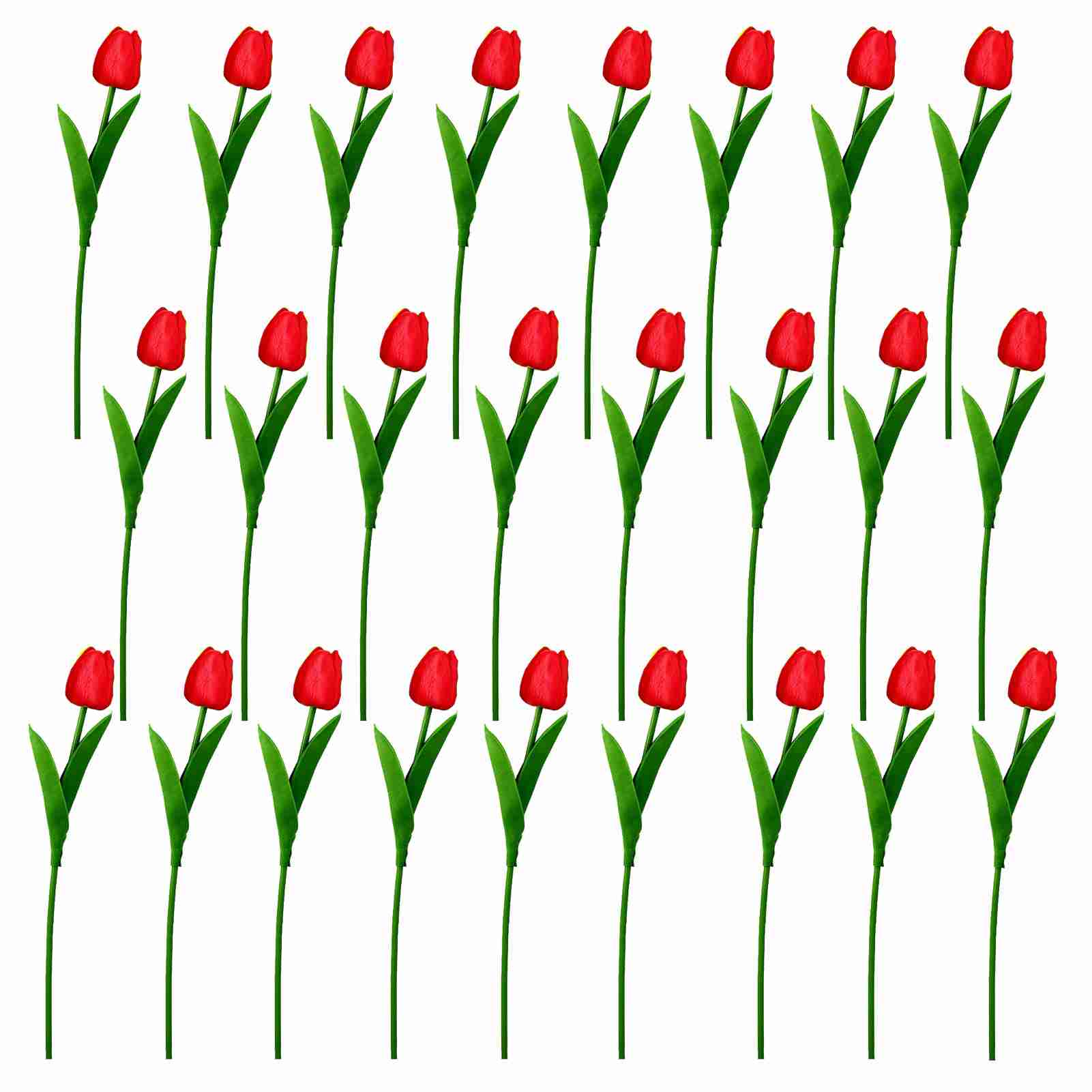 Set Mit 25 Künstlichen Roten Plastiktulpen, Ideal Zur Dekoration Von Hochzeiten, Wohnungen Und Hotels.