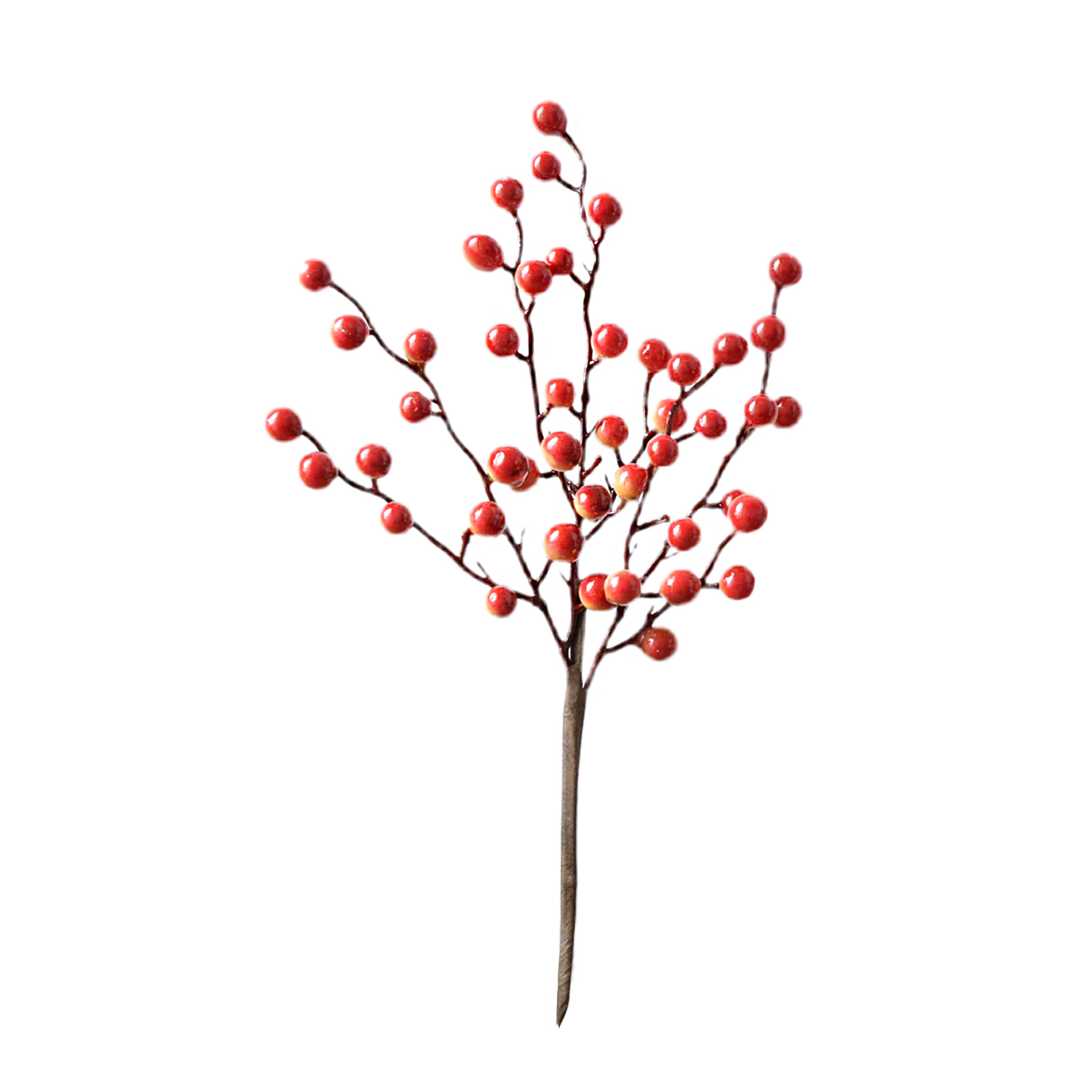 Künstliche Rote Beere An Einem Einzelnen Zweig - Farbverlauf Rot (zwergzweig), 35 Cm Hoch, Aus Schaumstoff/draht.
