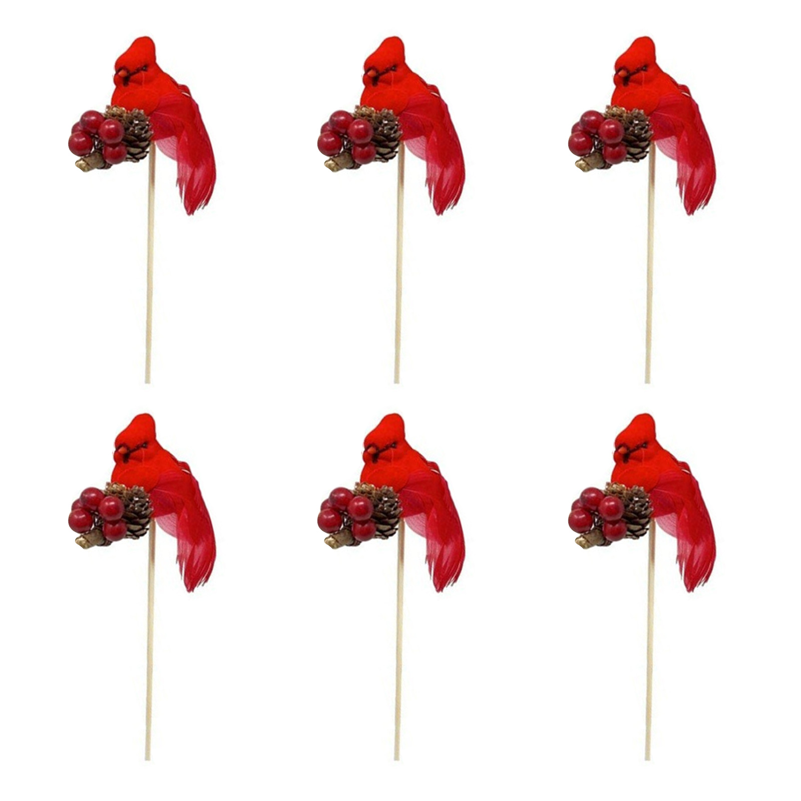 Set Mit 6 Künstlichen Roten Kardinälen, Weihnachtsdekoration.