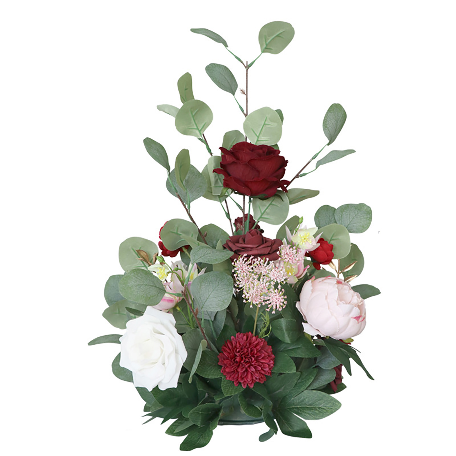 Realistisches Künstliches Blumenarrangement, Prächtiger Strauß Künstlicher Blumen Für Die Tischdekoration Bei Hochzeiten, Roséweinrot