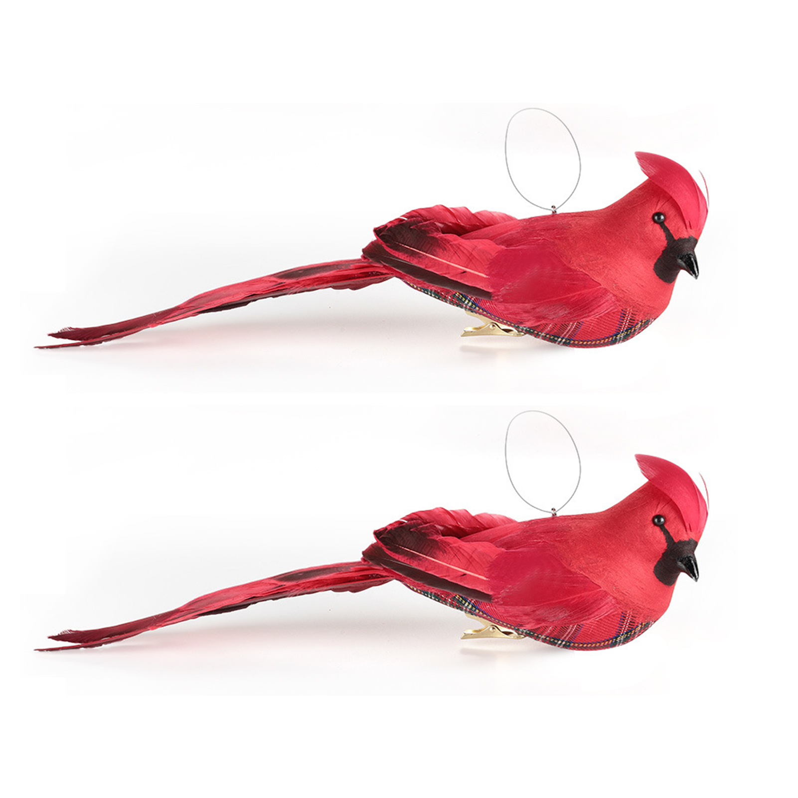 Künstlicher Roter Kardinalvogel Mit Langem Schwanz Zum Anclipsen, Weihnachtsschmuck Für Baum, Kranz Und Bastelarbeiten, 36 X 11 Cm