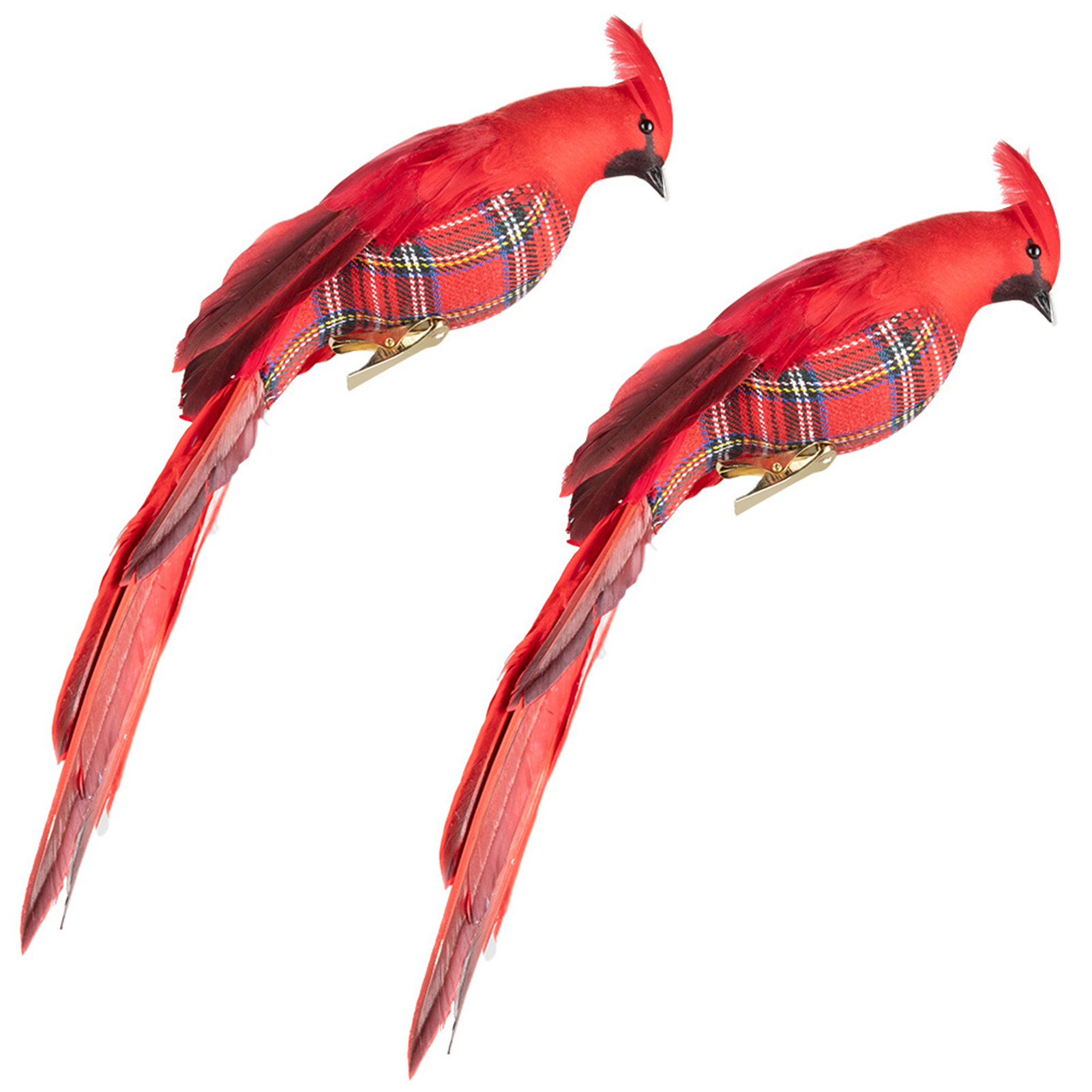 Künstlicher Roter Kardinalvogel Mit Langem Schwanz Zum Anclipsen, 36 Cm, Weihnachtsschmuck Für Baum, Kranz Und Bastelarbeiten