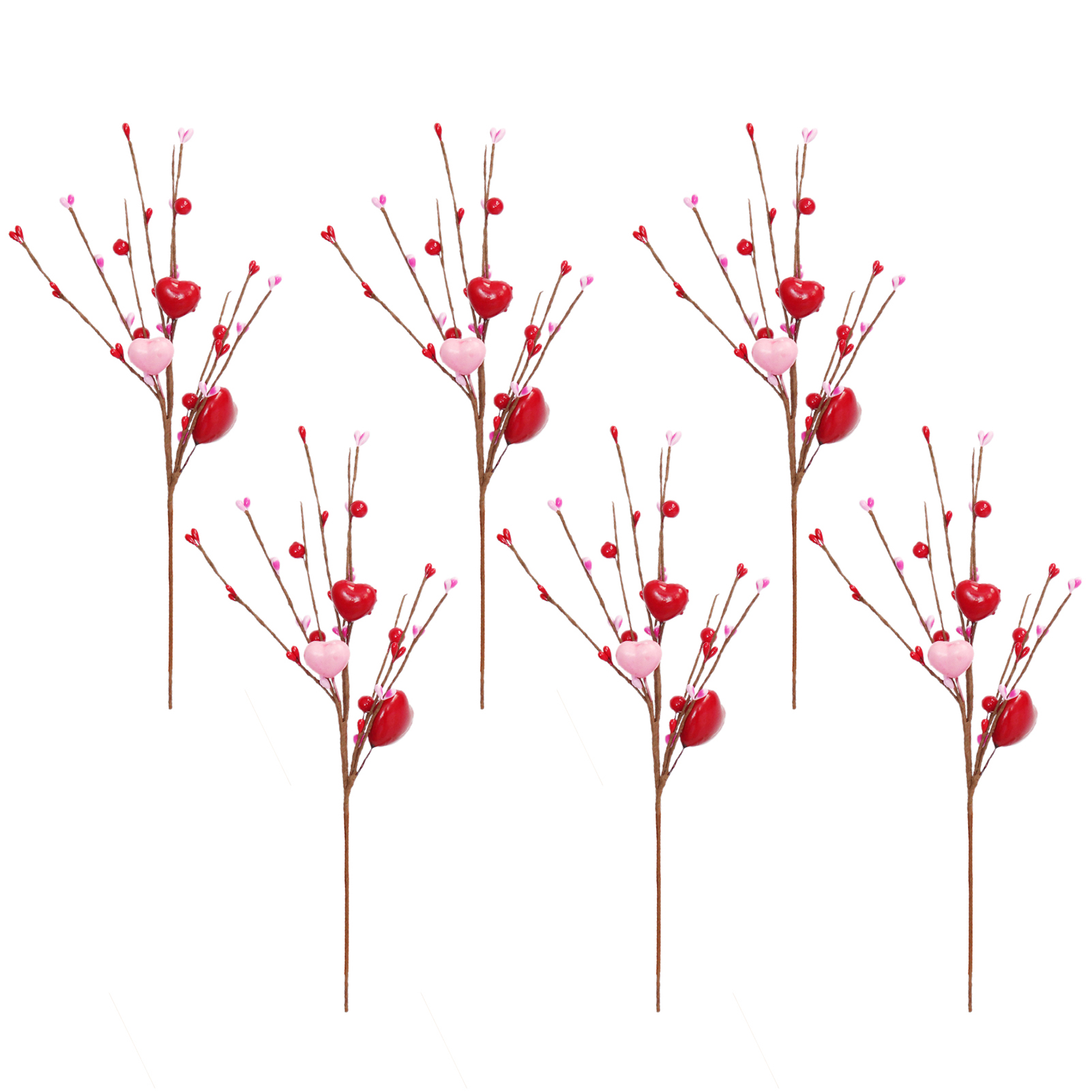 6 Rote Herzbeerenstiele, Multifunktionale, Langlebige Künstliche Herzbeeren-dekoration Für Hochzeiten