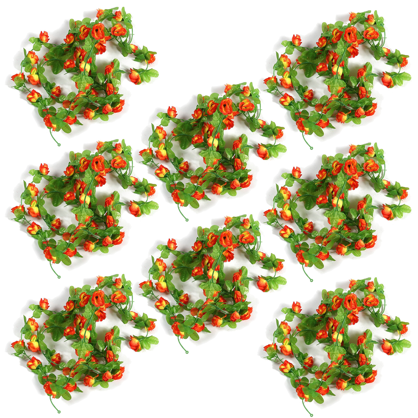 Set Mit 8 (miniatur-roten Abendrosen), 40 Köpfe, Künstliche Rosengirlanden, Zaundekorationen, Wohnzimmer-/hochzeitsornamente, Wandbehänge, Künstliche Blumen.