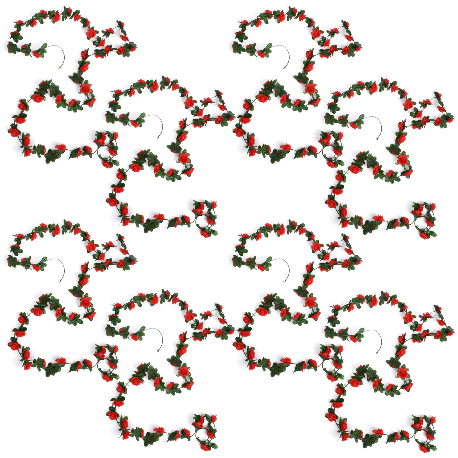 Set Mit 8 Kleinen Roten Rosen, 40 Köpfe, Künstliche Rosengirlanden, Zaundekorationen, Wohnzimmer-/hochzeitsornamente, Wandbehänge, Künstliche Blumen.