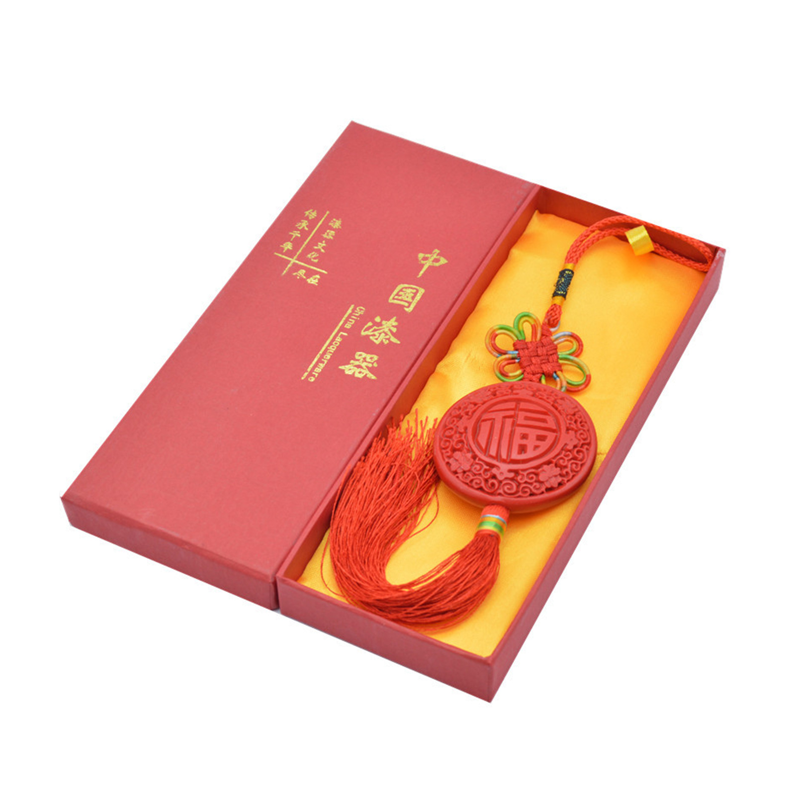 Traditioneller Chinesischer Knotenförmiger Autoanhänger (rund Und Rot) - Ein Traditionelles Chinesisches Lackornament Für Das Neue Jahr.