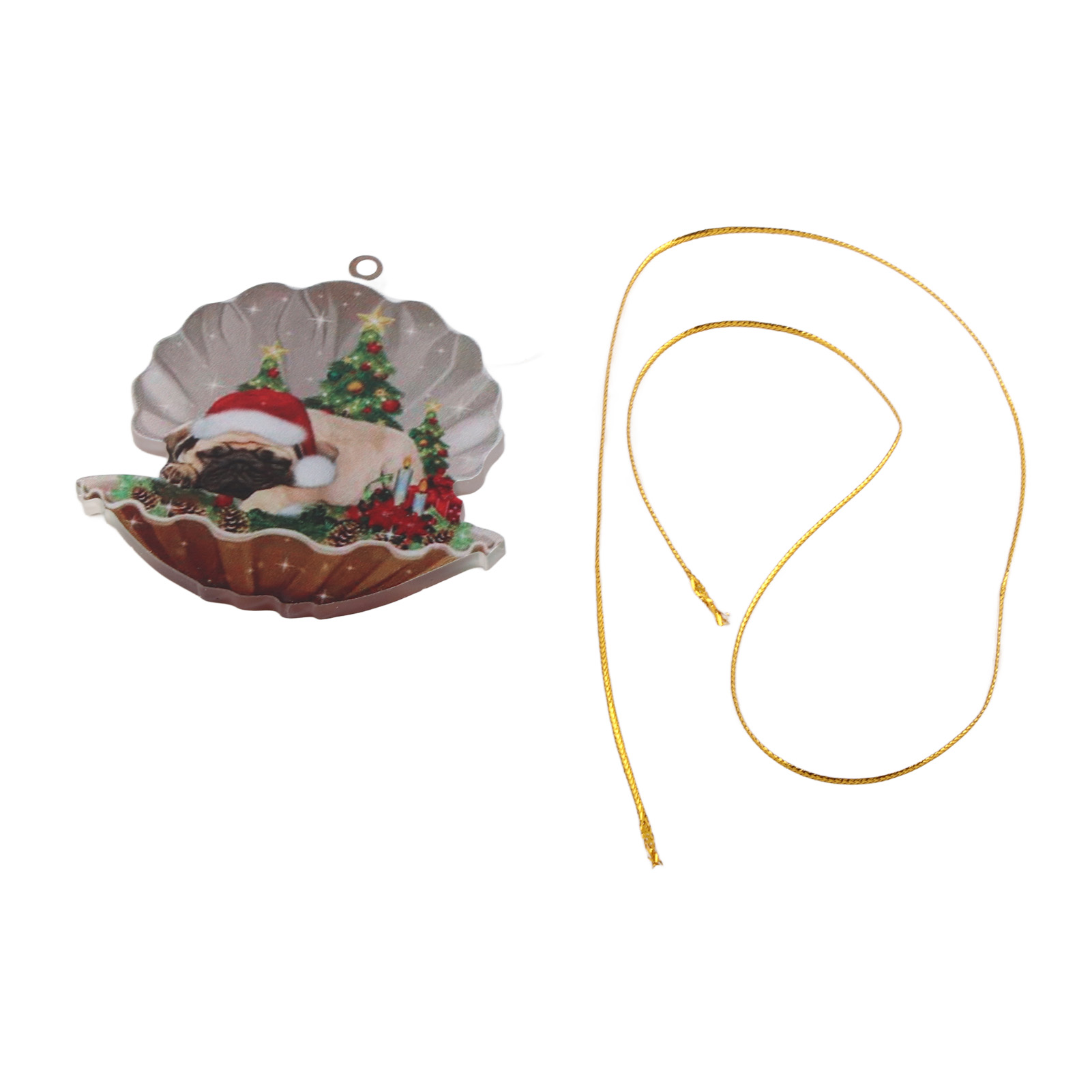 Weihnachtsanhänger Aus Acryl: Schlafender Hund Aus Muscheln, Hängedekoration Für Auto, Weihnachtsbaum, Zuhause