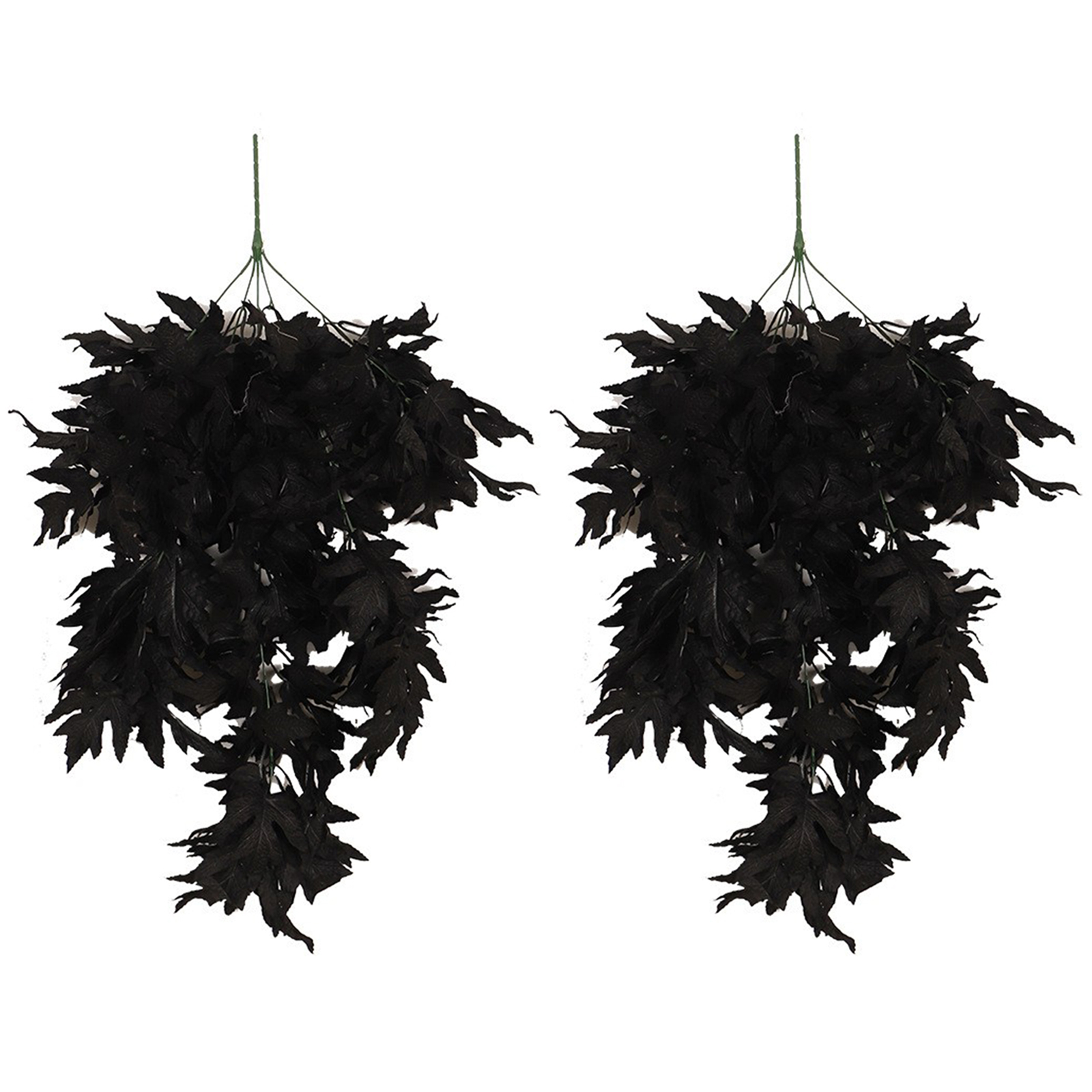 (2 Stück Pro Beutel) (schwarze Ahornblatt-halloween-wanddekoration (beleuchtung Nicht Enthalten) 2 Stück Künstliche Ahornblatt-wanddekoration, Echte Kletterpflanze, Schwarzes Ahornblatt, Rattan, Hallo