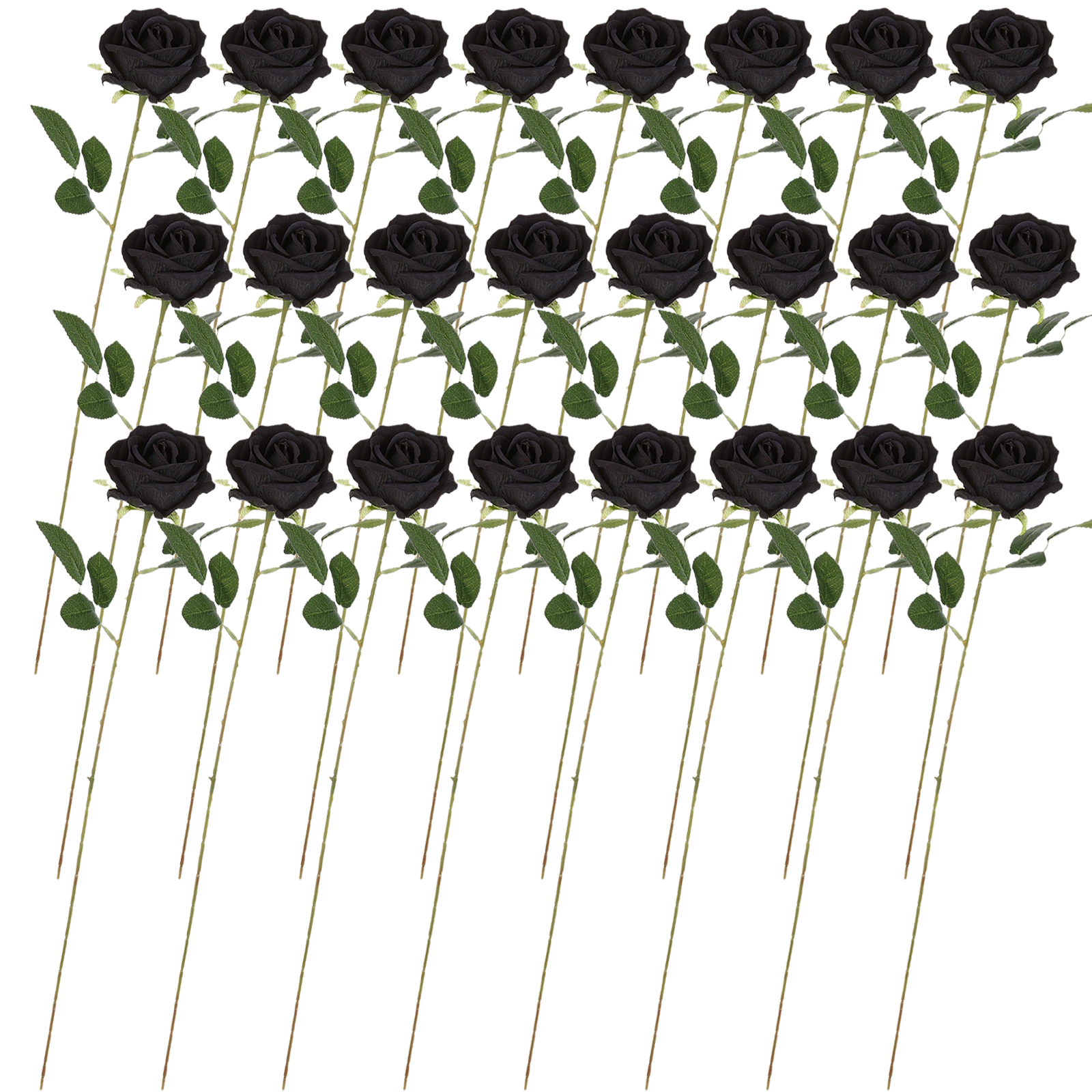 (24 Gebogene Rosen Pro Beutel) (schwarz Beflockt) Künstliche Samtrosen Für Hochzeitsdekoration, Innendekoration Und Blumenarrangements.