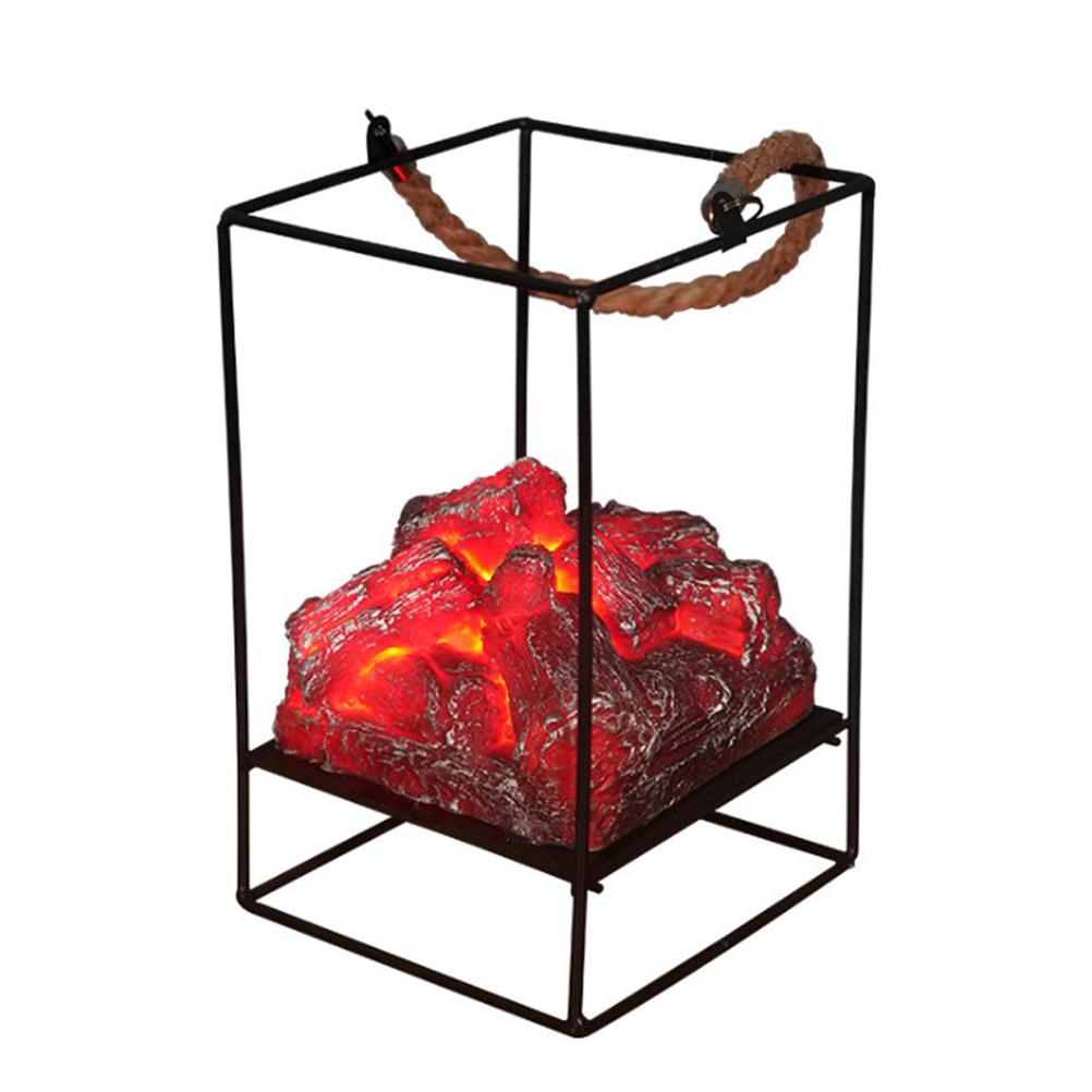 Flammenlose Weihnachtslampe Zur Tischdekoration, Holzkohleflammeneffekt, Led, Innendekoration