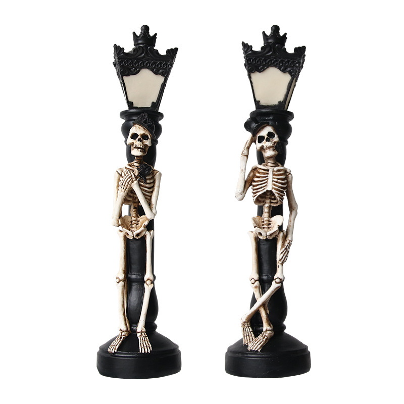 Halloween-skelettlampe Aus Kunstharz, Dekorative Leuchte, Halloween-partylampe, 1 Paar Skelett-stehlampen