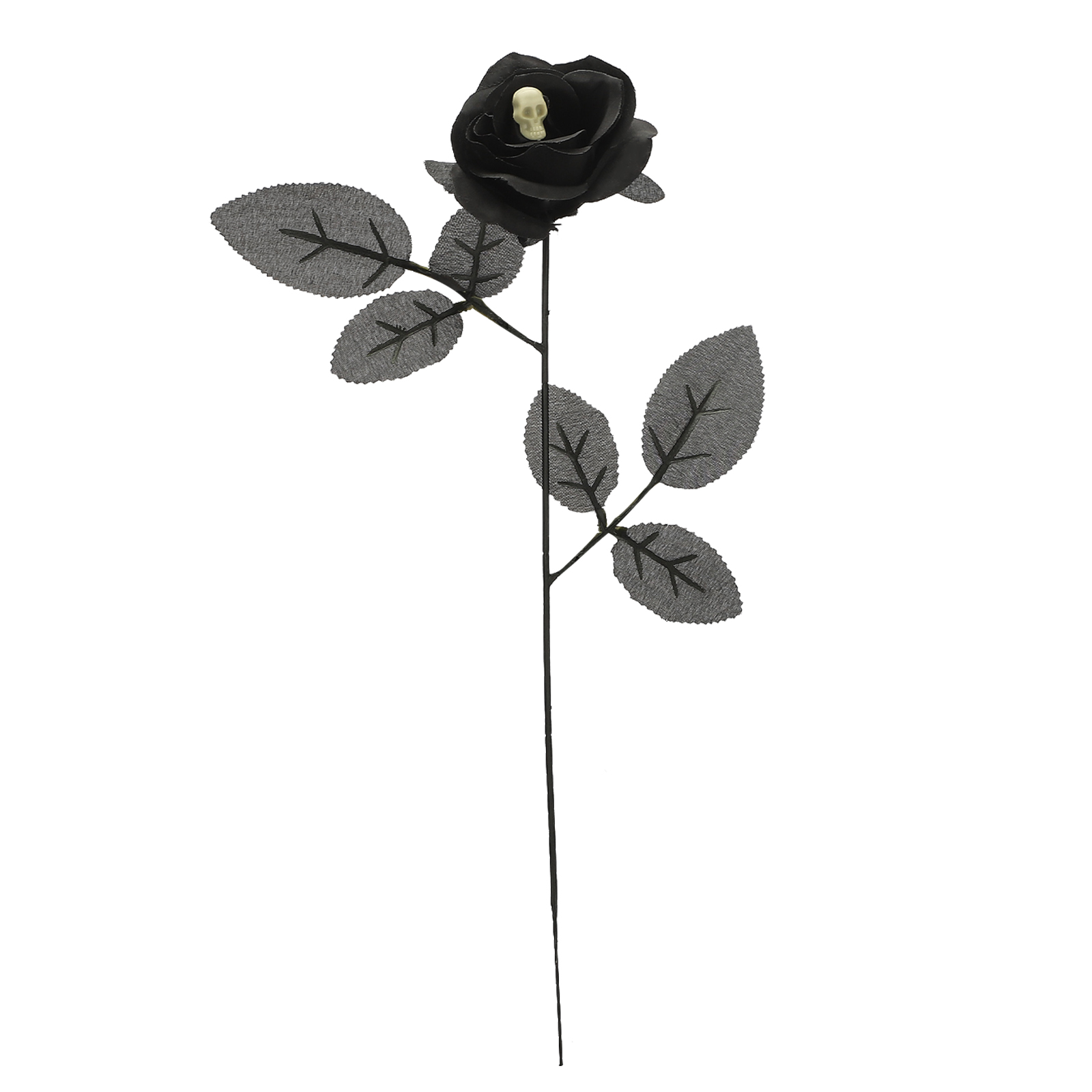 Künstliche Rose, Naturgetreue, Biegsame Dekoblume Mit Totenkopf Für Halloween-partys, Schwarz