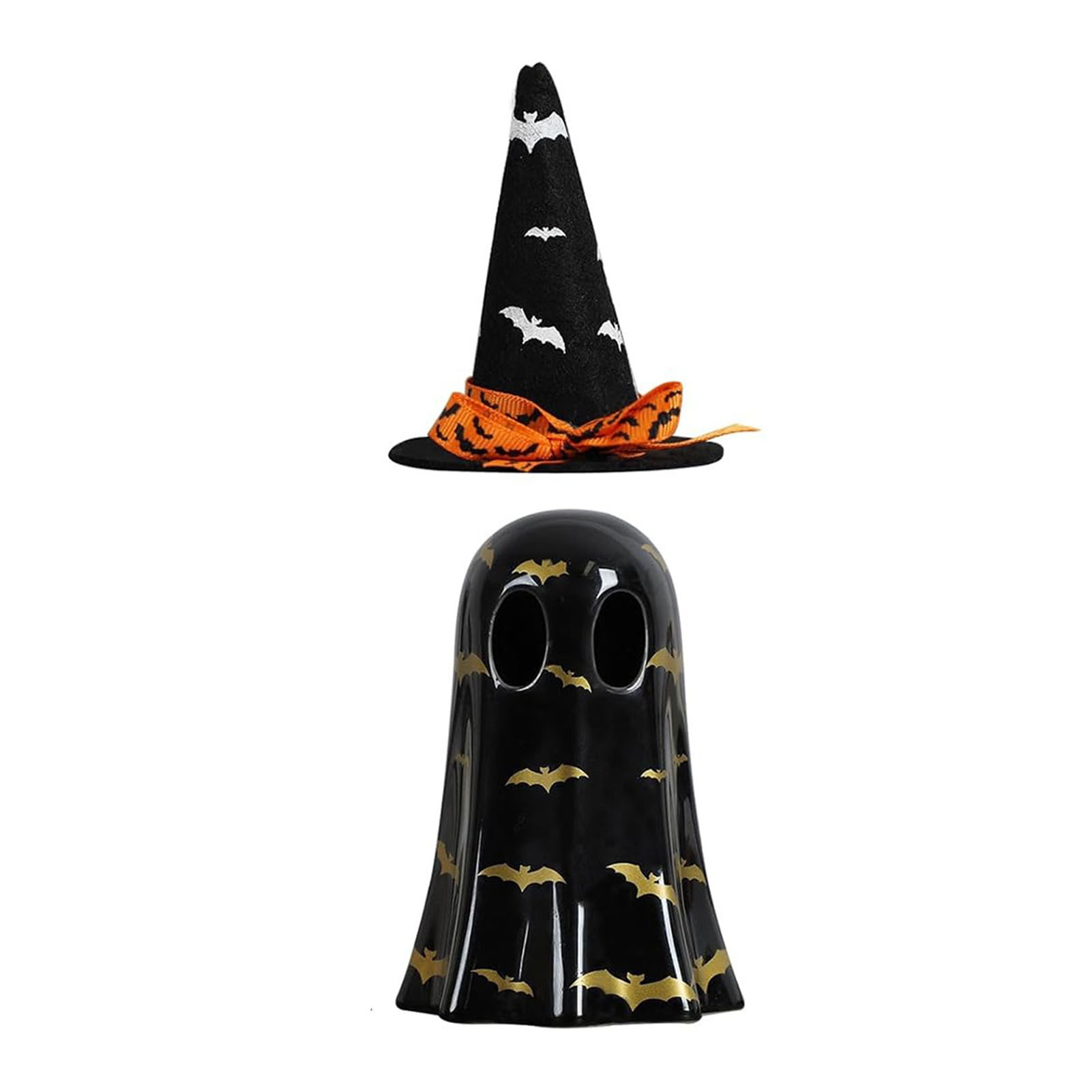 Leuchtende Geisterdekoration Mit Hexenhut Für Halloween, Tischdekoration Für Drinnen, Schwarz