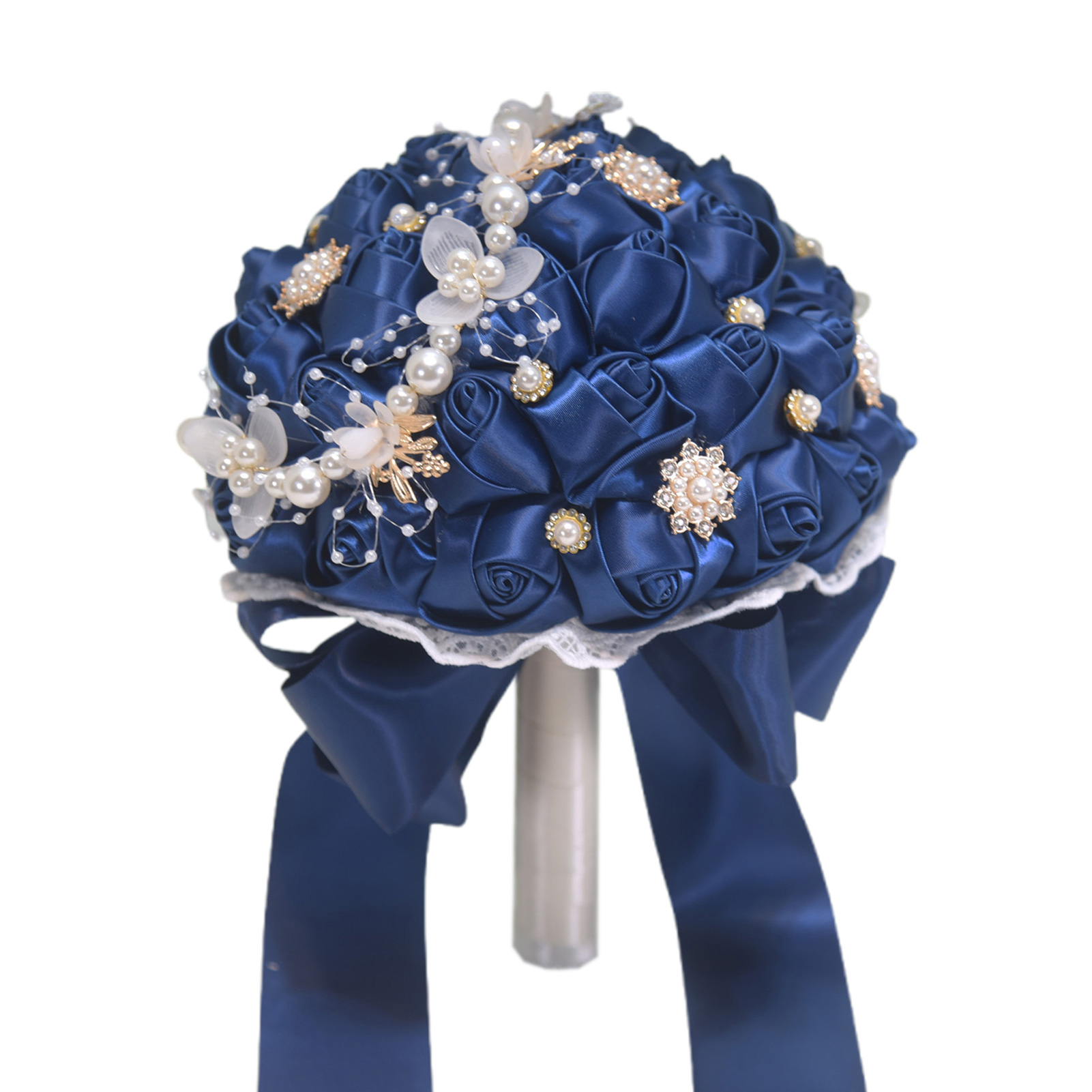 Brautstrauß Aus Künstlichen Rosen Für Braut Und Brautjungfern, Zweifarbig Im Wald-stil (marineblau).